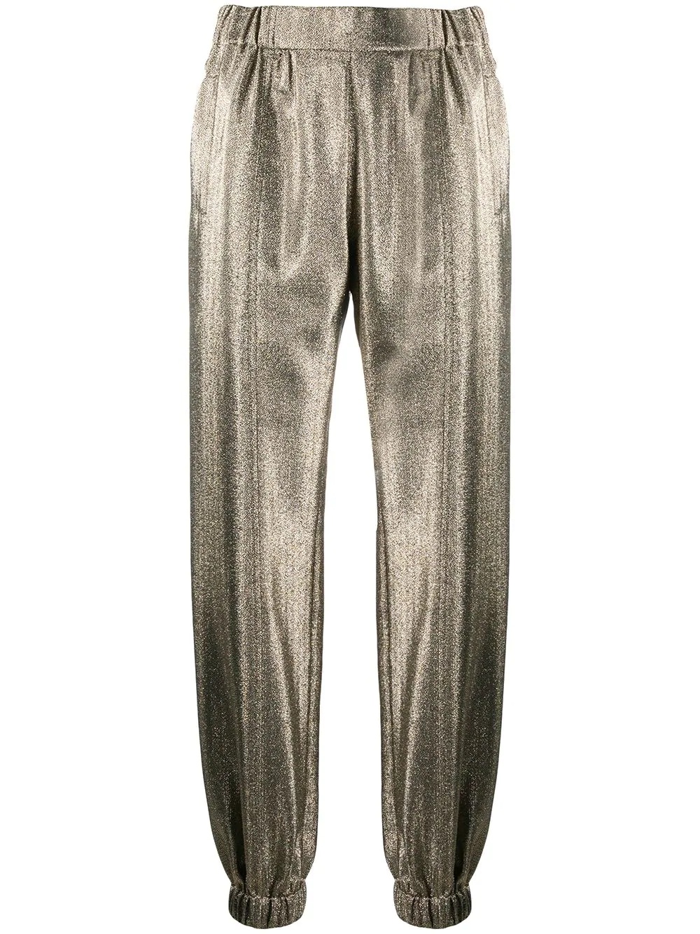 metallic-effect tapered trousers - 1