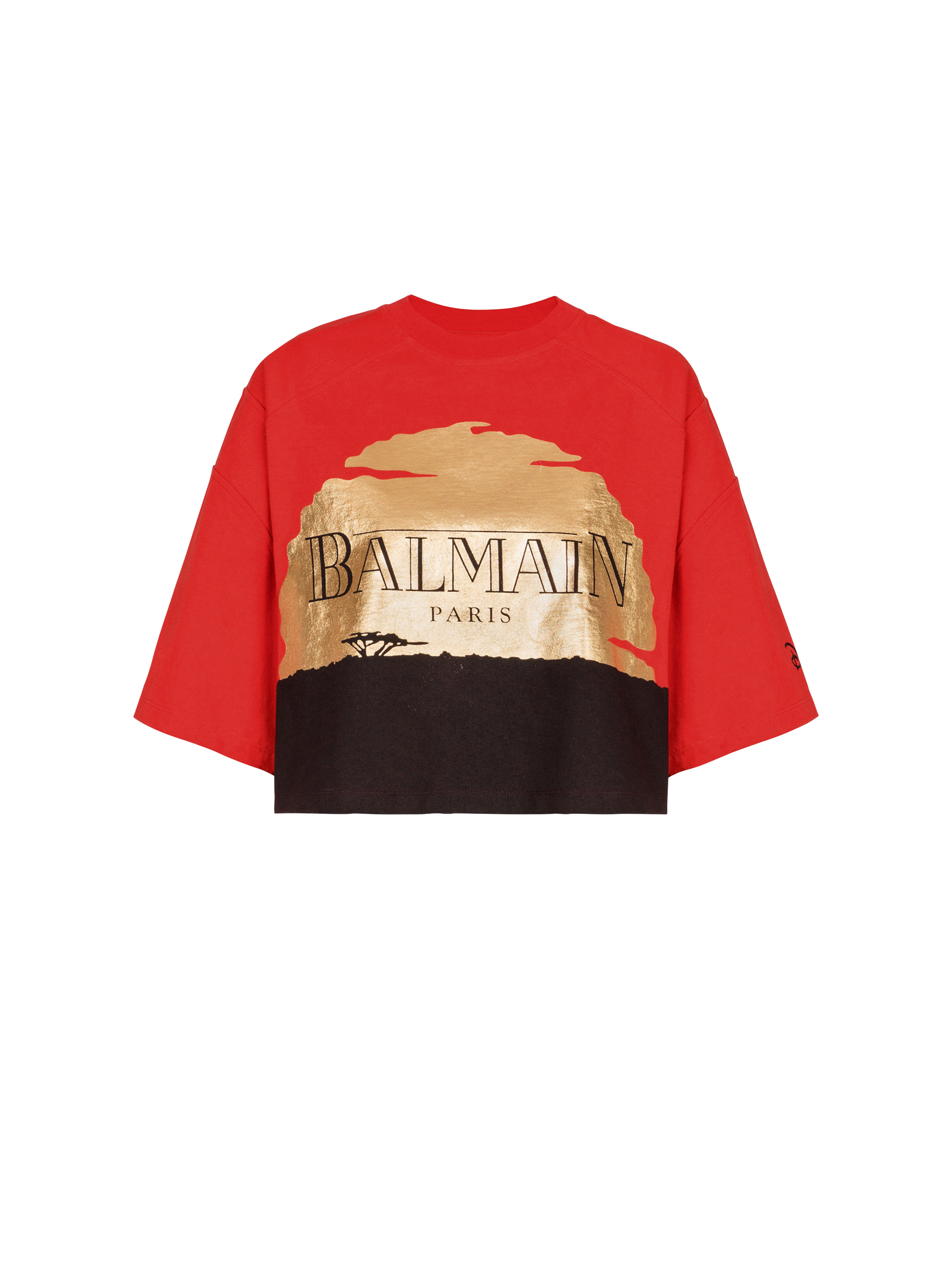 Disney x Balmain: The Lion King - Cropped T-shirt with Sunset print - 1