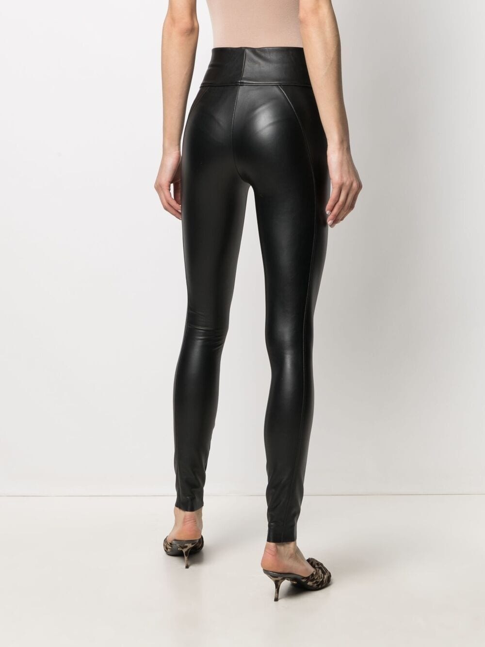 high-rise faux-leather leggings - 4
