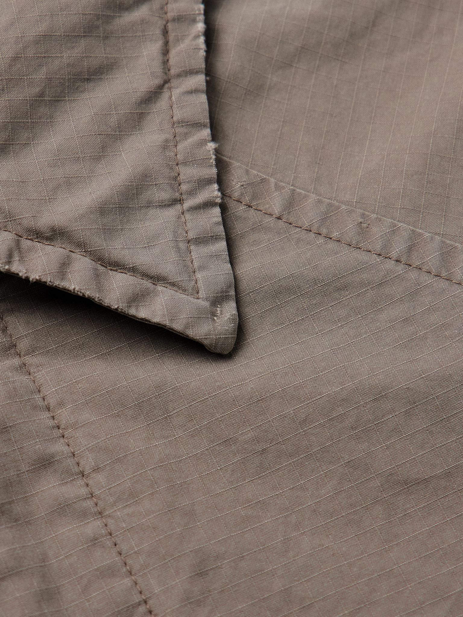 Oversized Distressed Cotton-Ripstop Car Coat Beige - 4