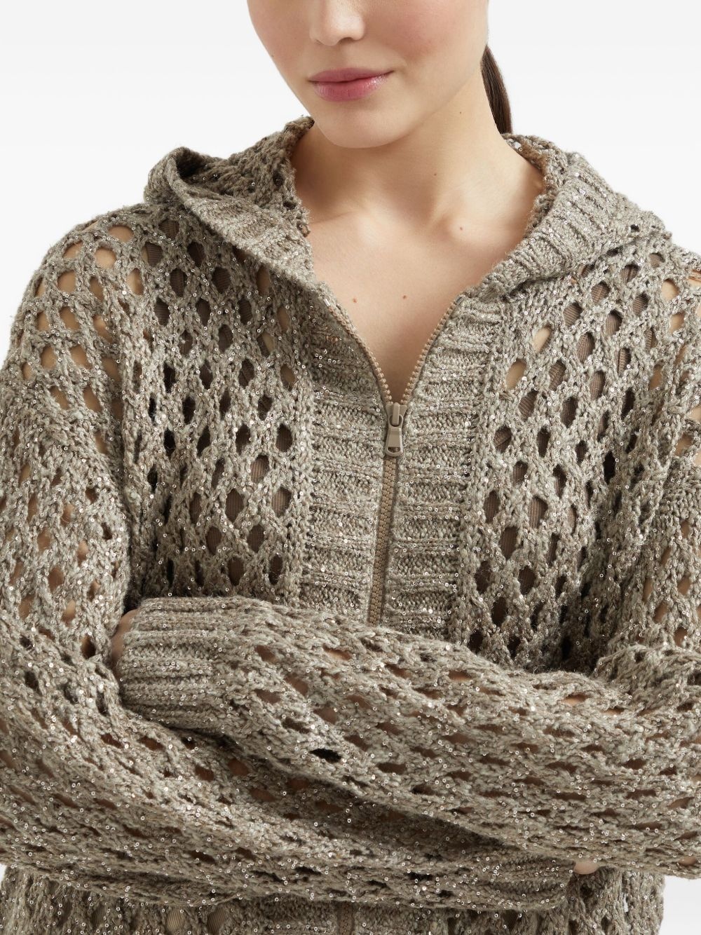 dazzling open-knit cardigan - 6