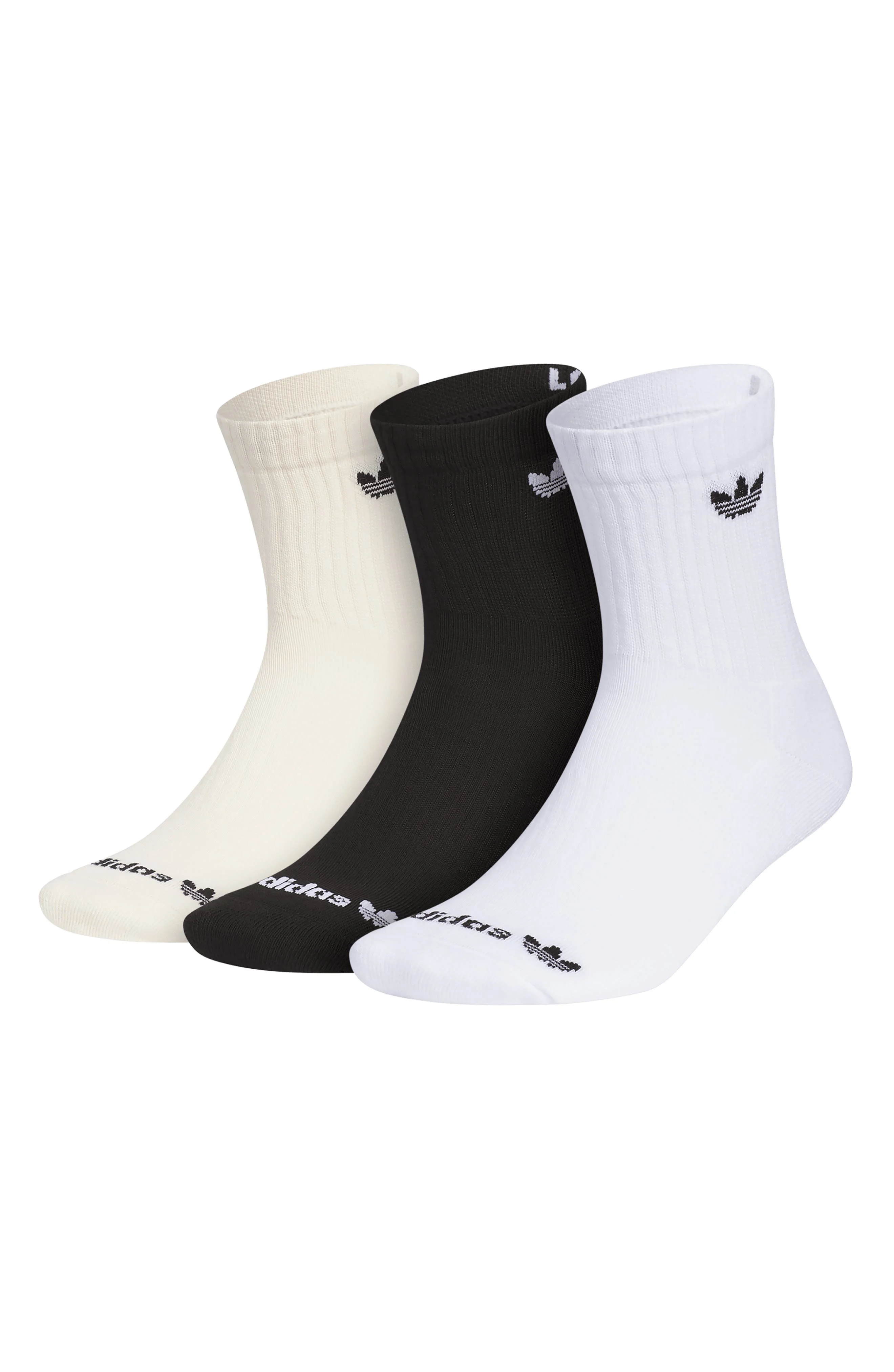 adidas Originals Trefoil 3-Pack Quarter Socks in White/Black/Wonder White at Nordstrom - 1