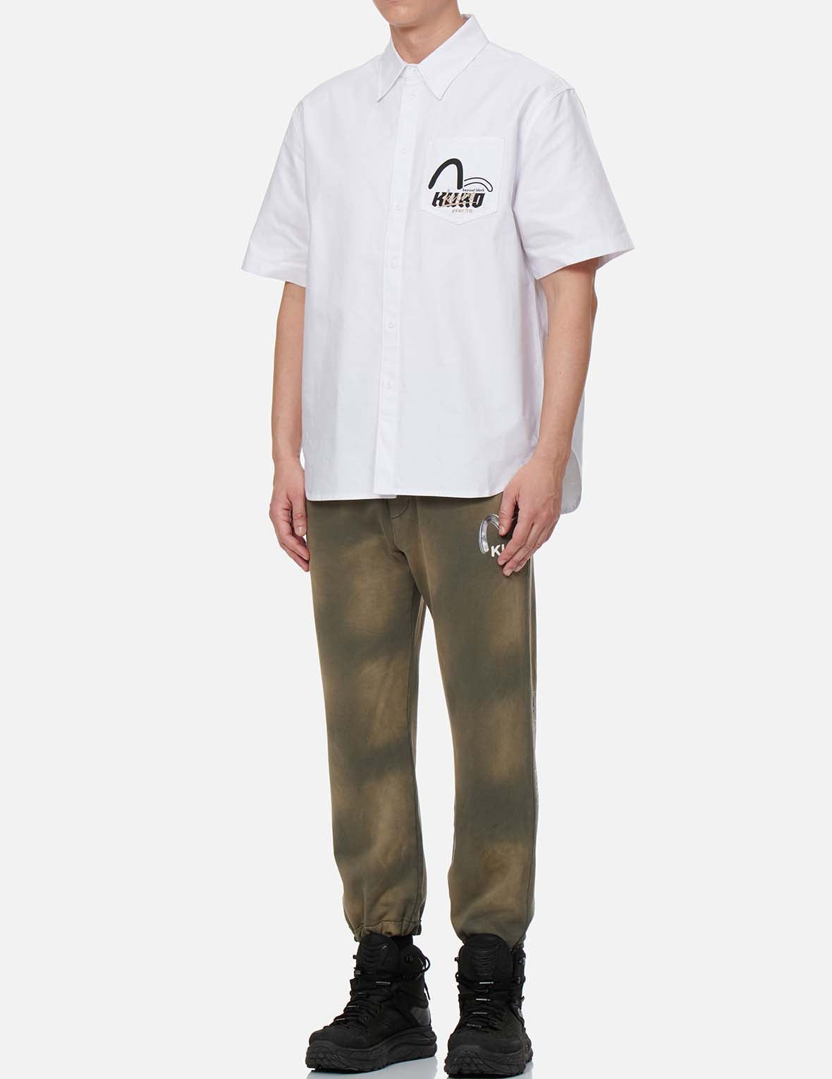 Brushed Seagull Print Garment-dyed Sweatpants - 6