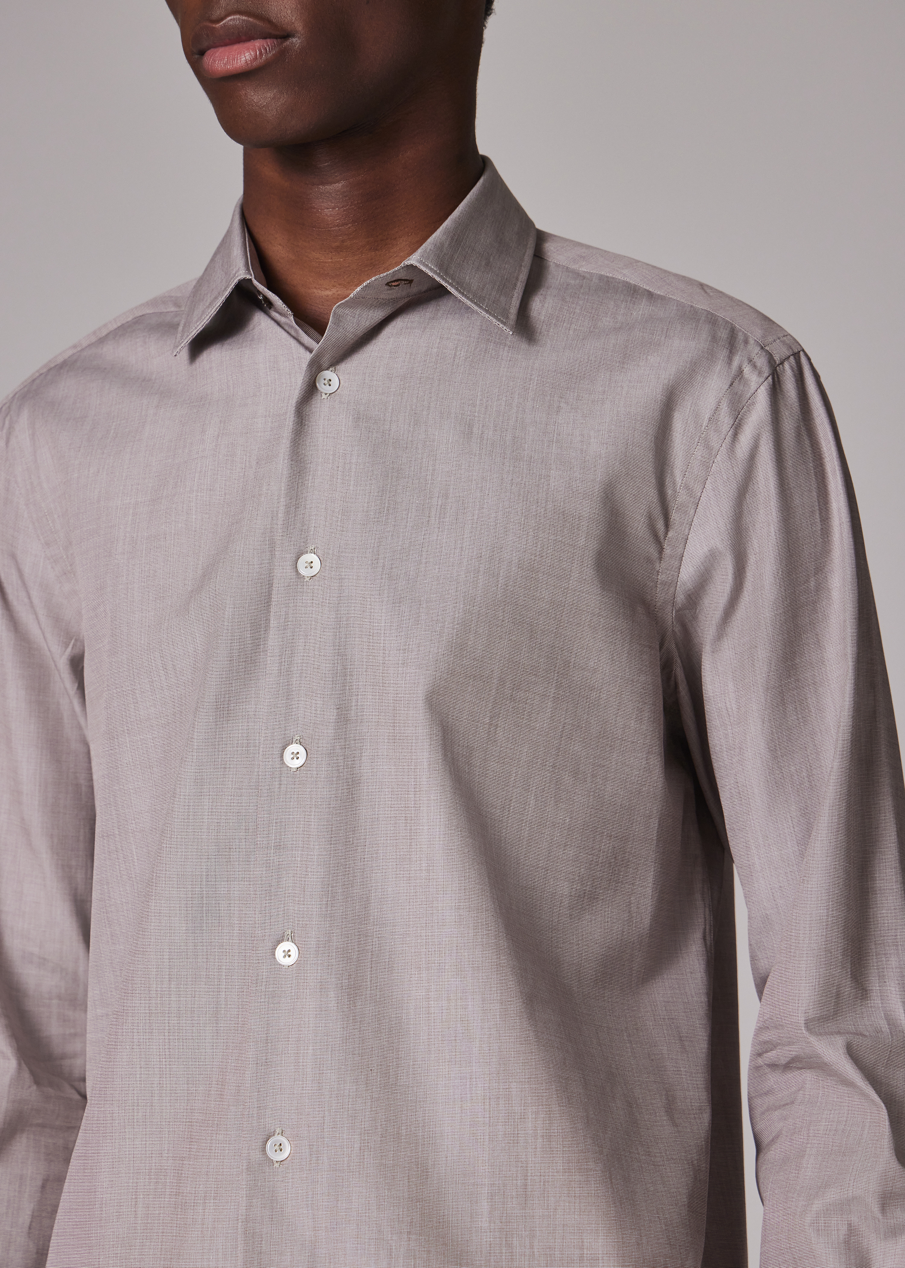 Tailored-Fit Light Brown End-On-End Cotton Shirt - 5