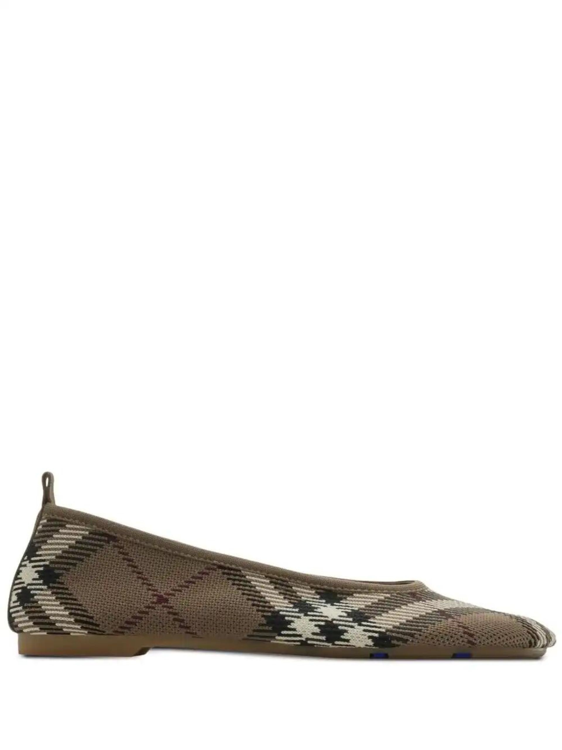 Checked Knitted Ballet Flats - 1