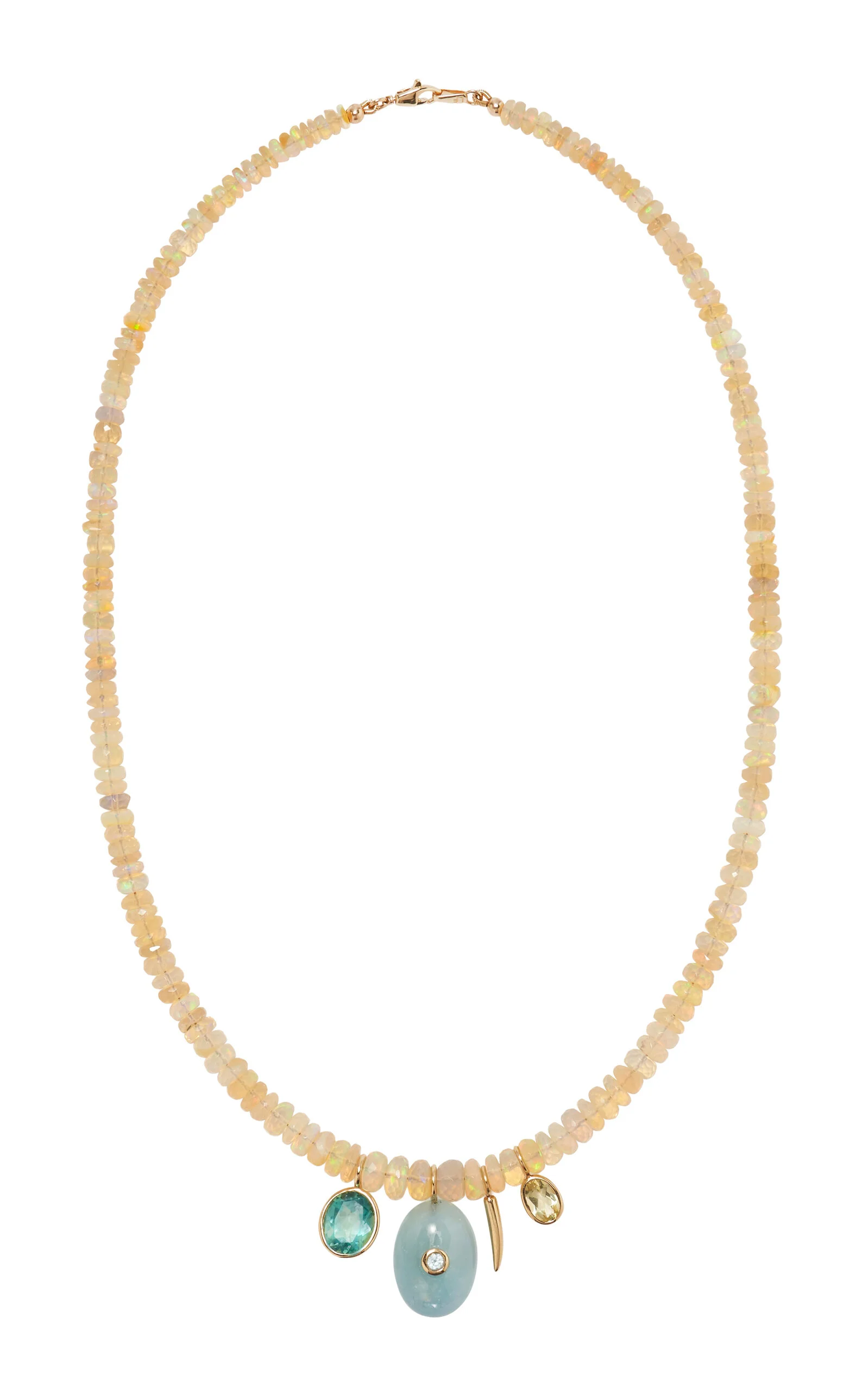 Opal & Green Topaz, Aquamarine & Lemon Quartz 14K Gold Charm Necklace multi - 1