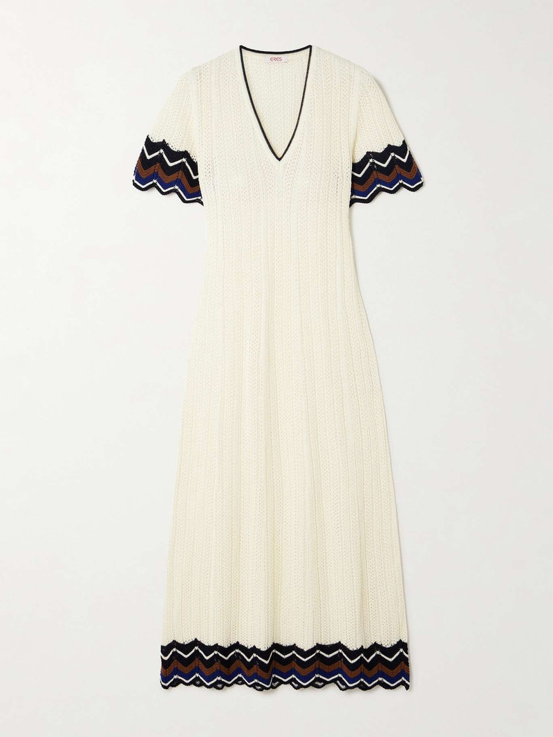 Luna striped crocheted cotton-blend dress - 1
