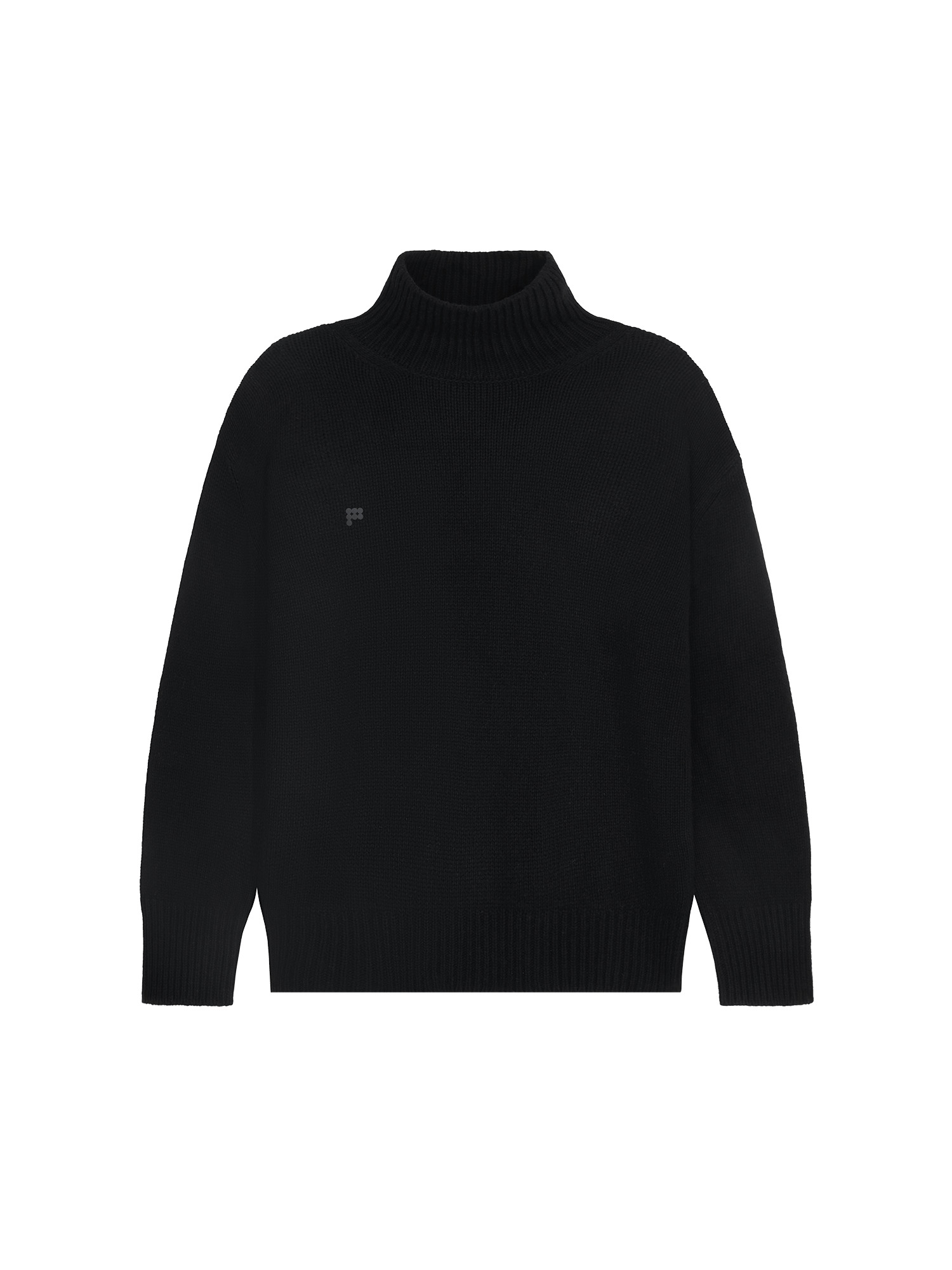 Men's Recycled Cashmere Turtleneck Sweater - Black - 1