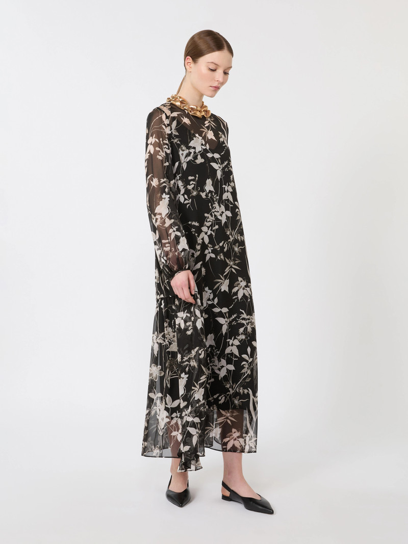 Max Mara Dress in printed chiffon - BLACK outlook