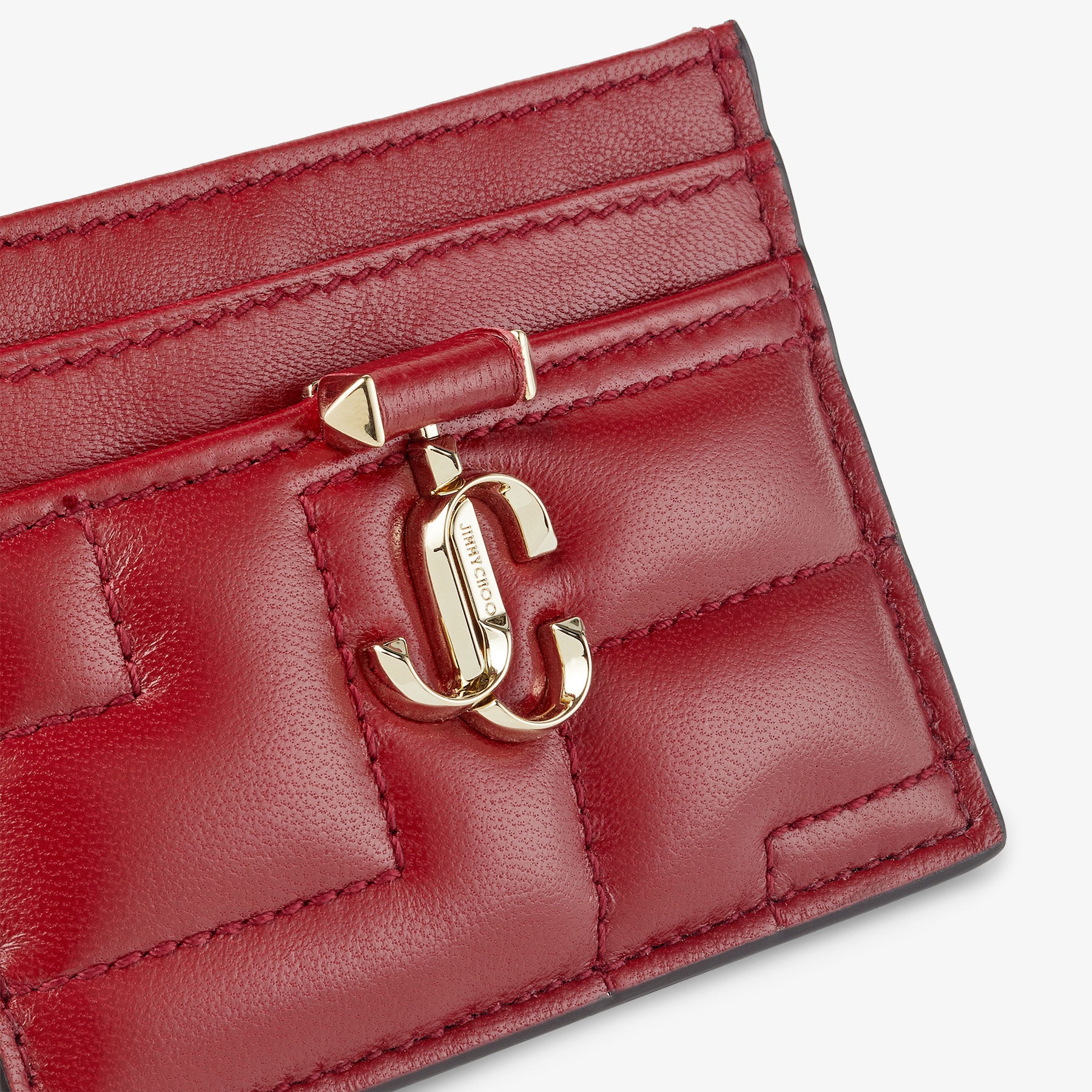 Umika
Cranberry Quilted Nappa Leather Card Holder with JC Emblem - 3