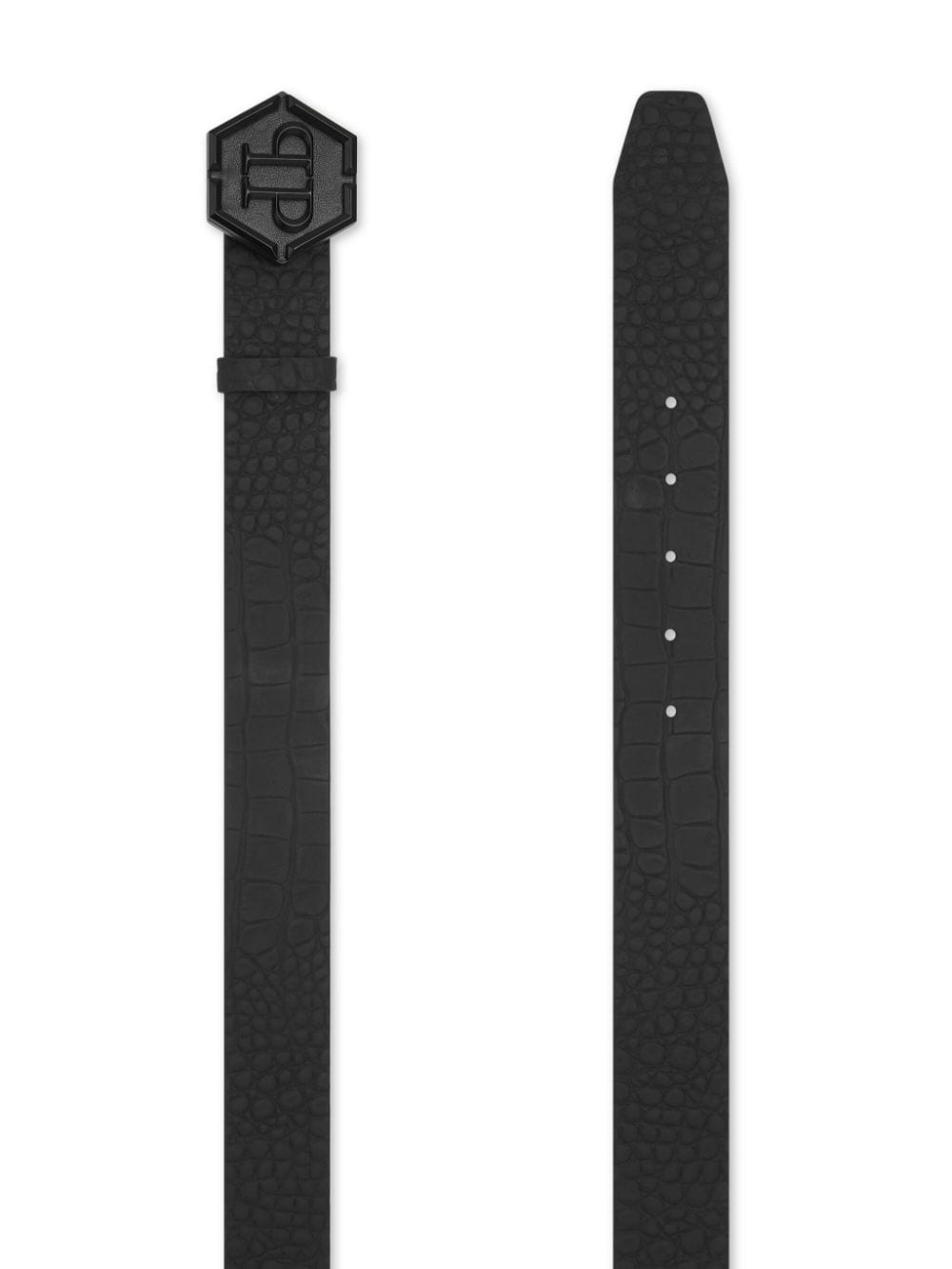 hexagon-buckle crocodile-effect belt - 2
