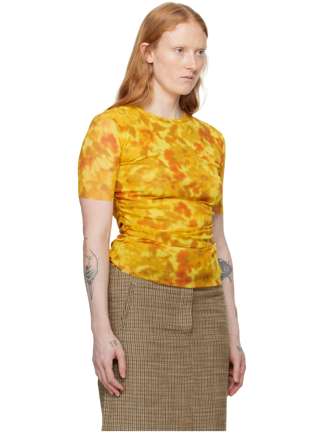 Yellow Ruched T-Shirt - 2