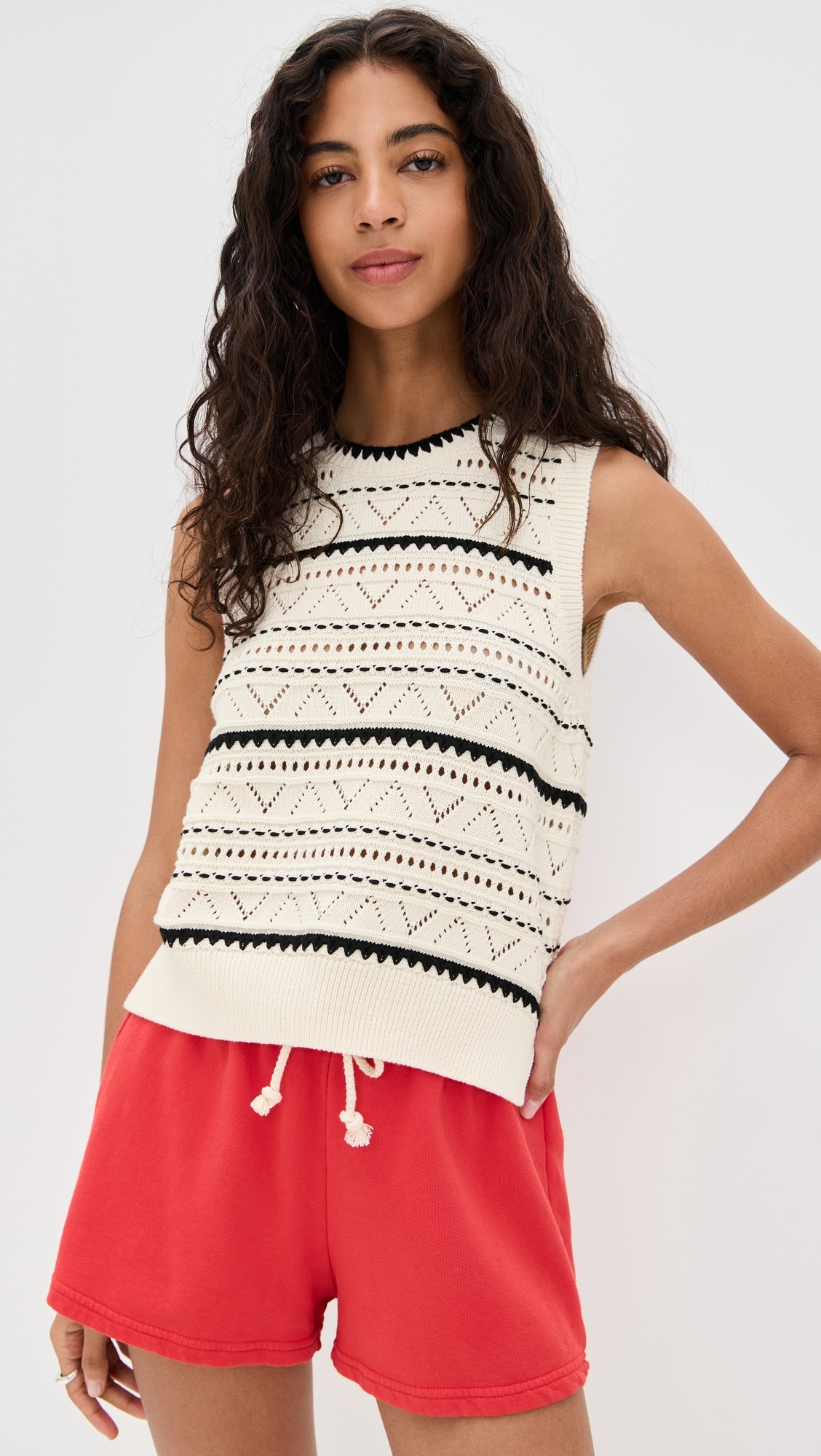 Athena Pointelle Knit Vest - 6