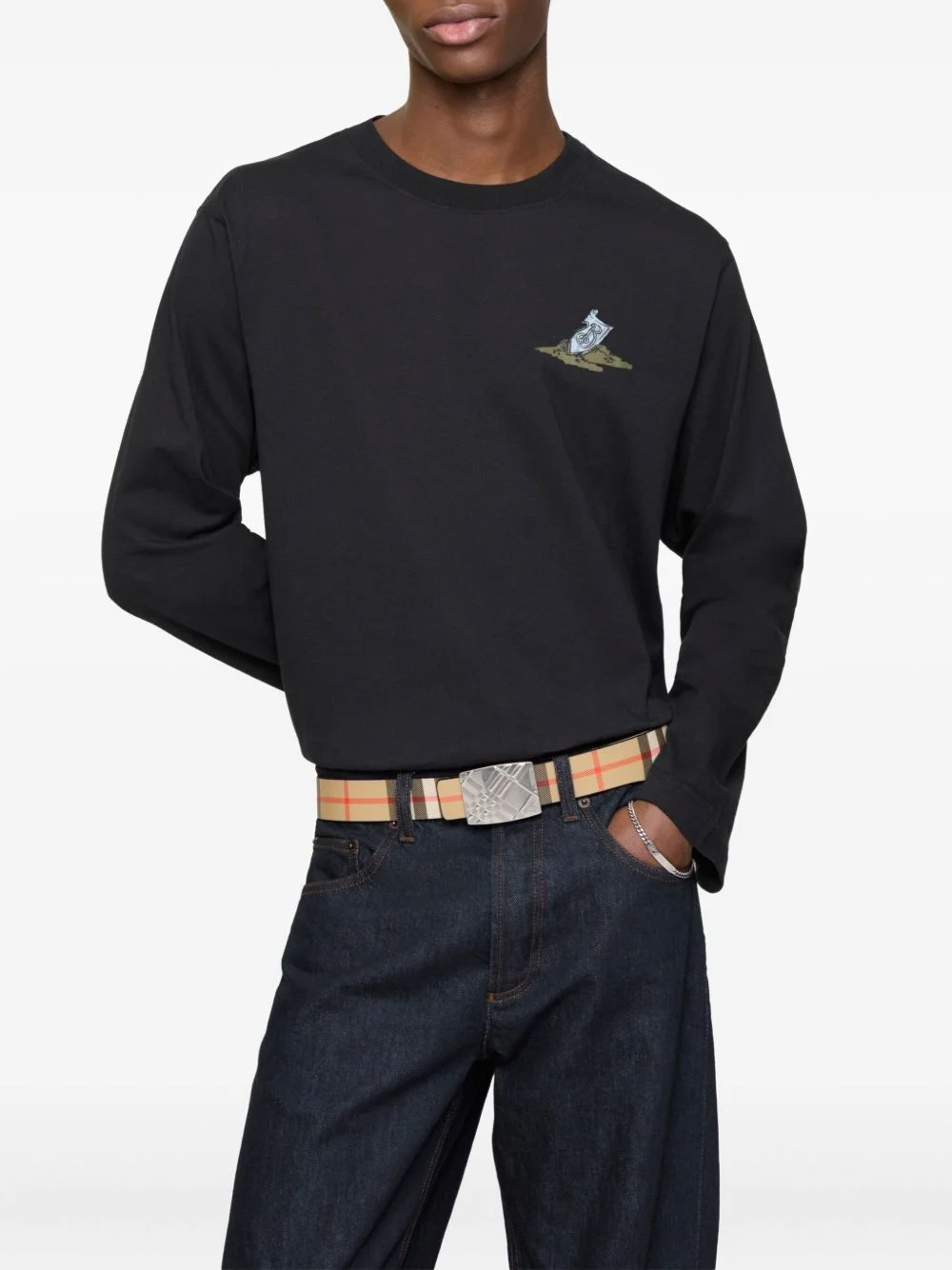 check-pattern reversible belt - 1