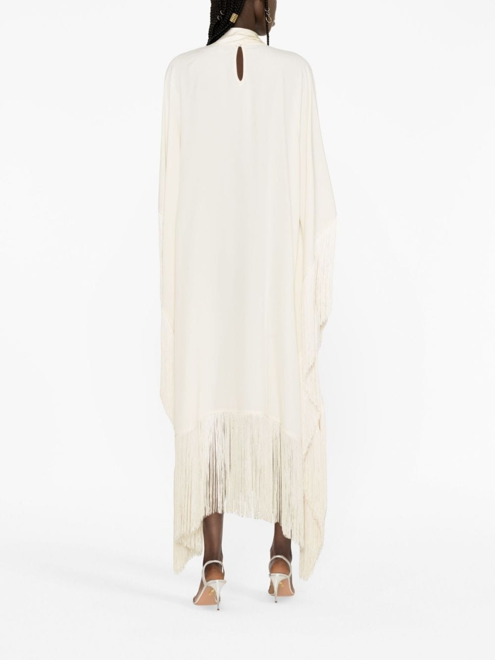 long-sleeve fringed midi dress - 4
