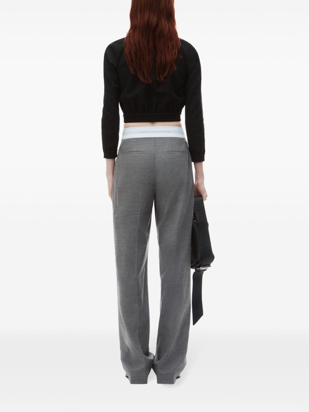 pleat-detail logo-waistband trousers - 3