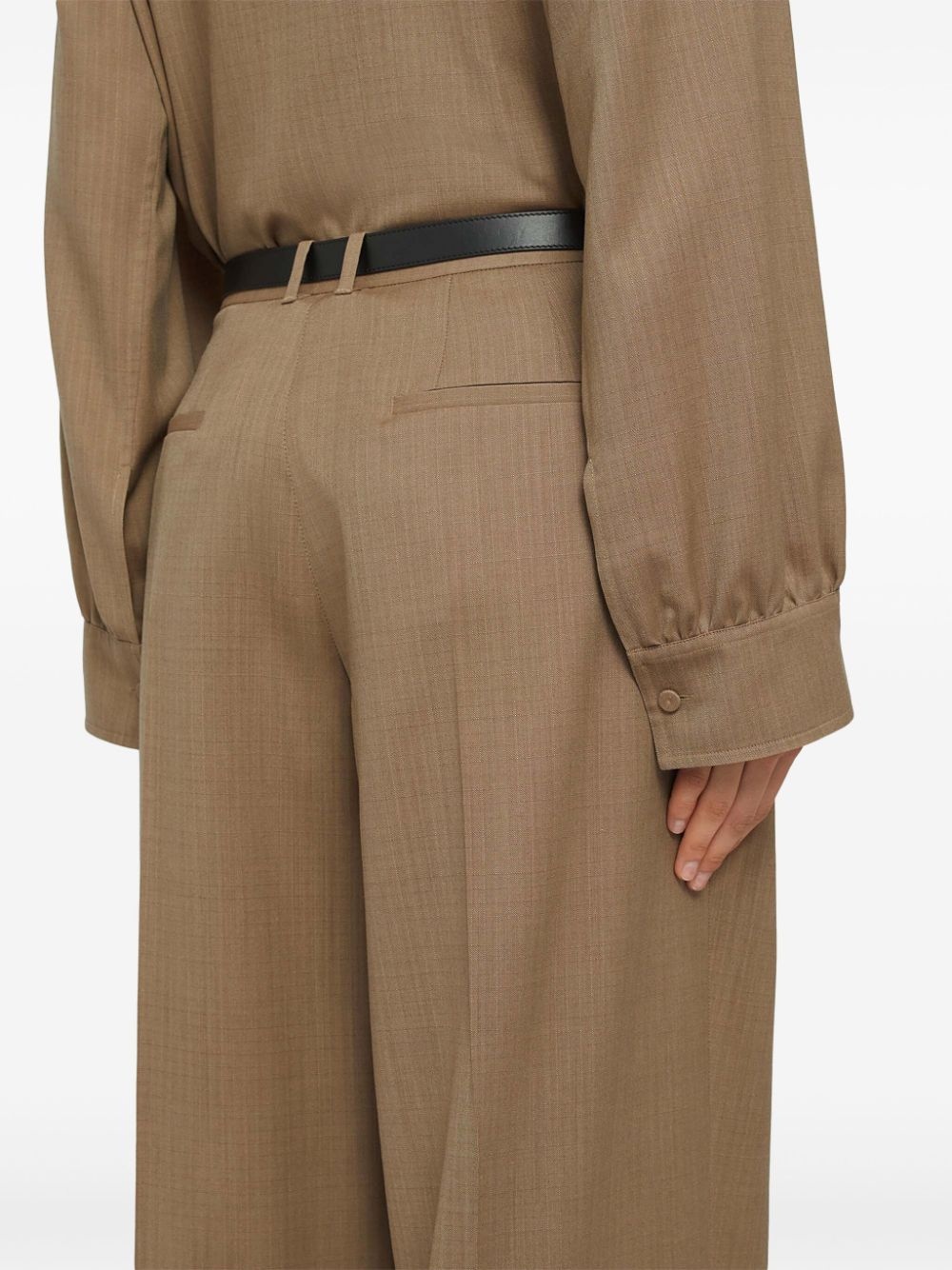 belted wool palazzo pants - 6