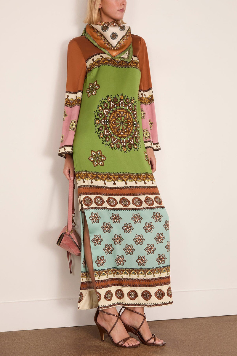ALÉMAIS Contina Silk Midi Dress in Multi outlook