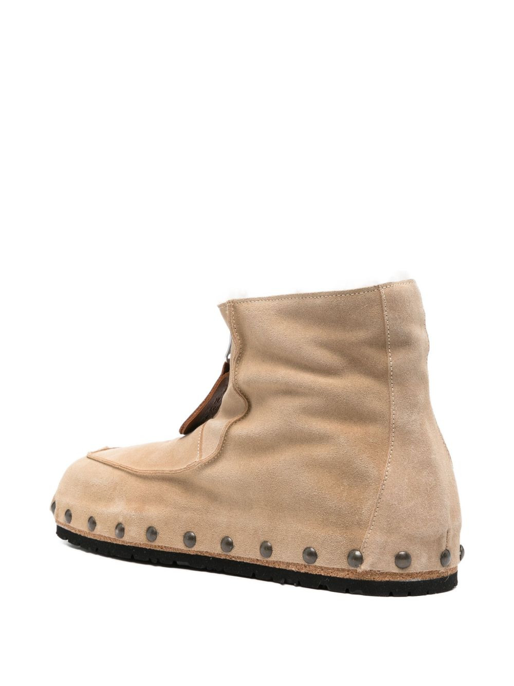 zip-front studded suede boots - 3