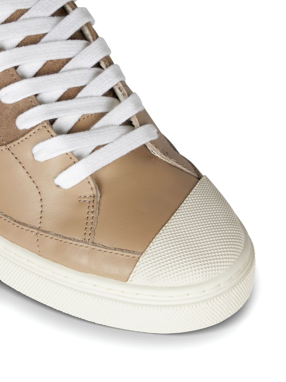 panelled leather sneakers - 4