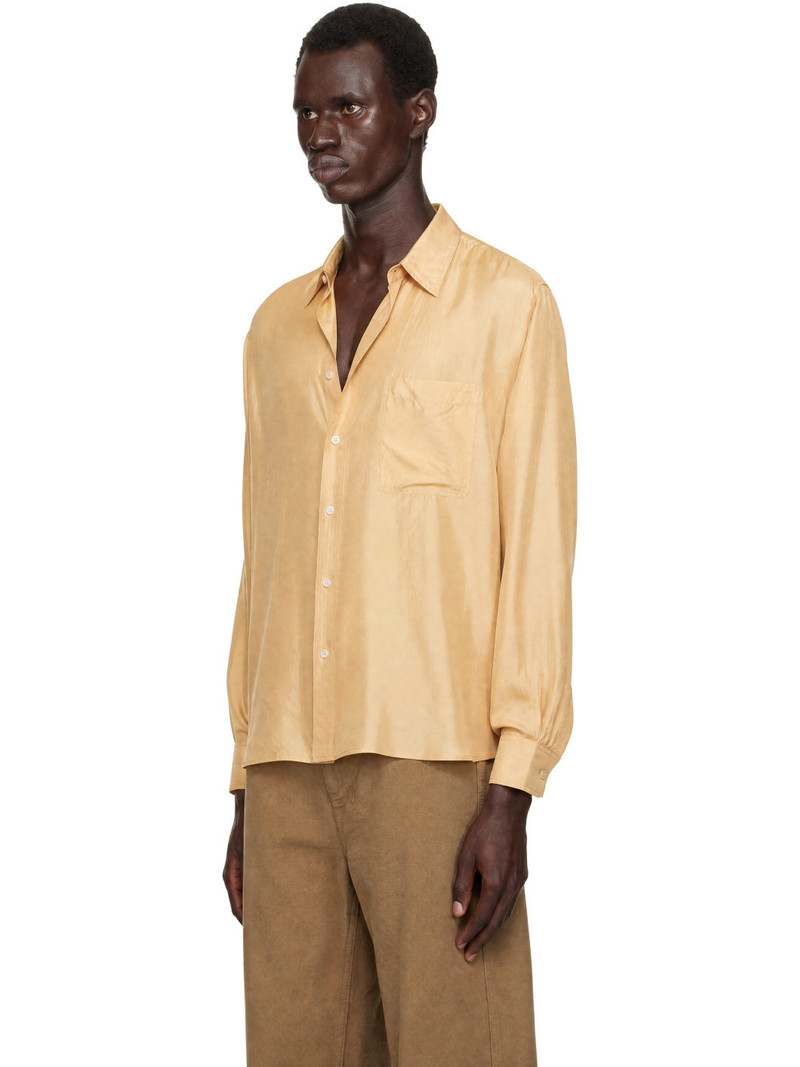 Beige Loose Silk Shirt 4