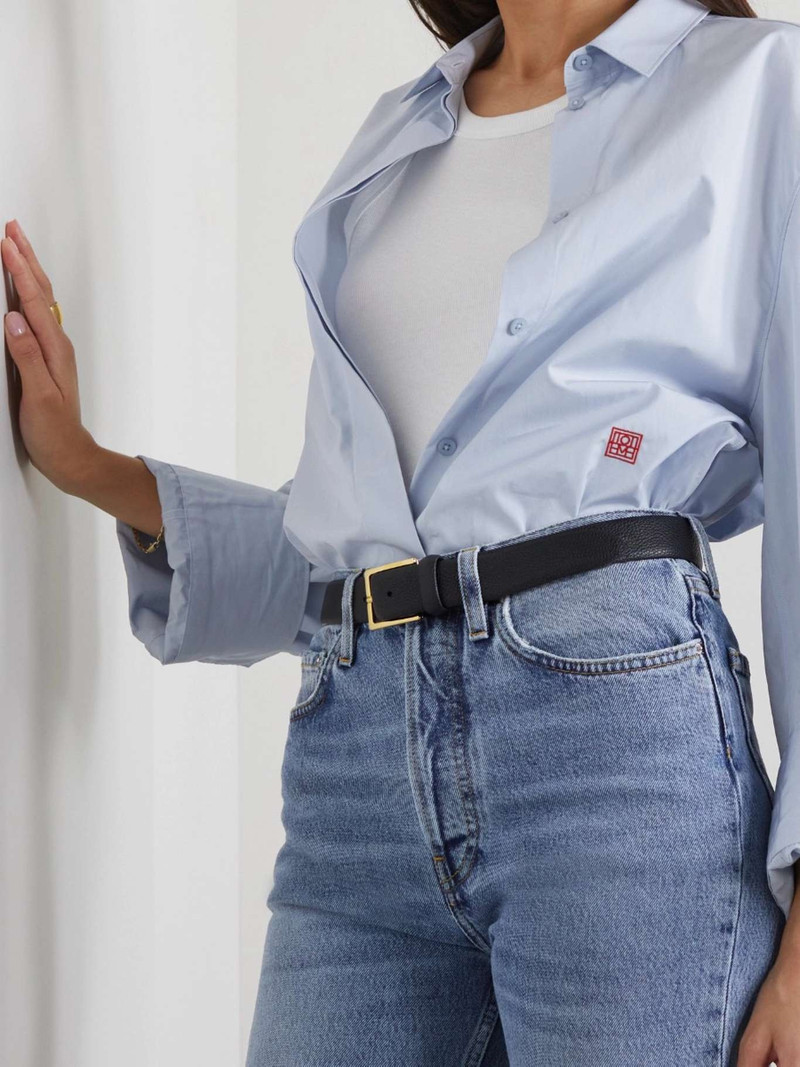 Anderson's Textured-leather belt Black outlook