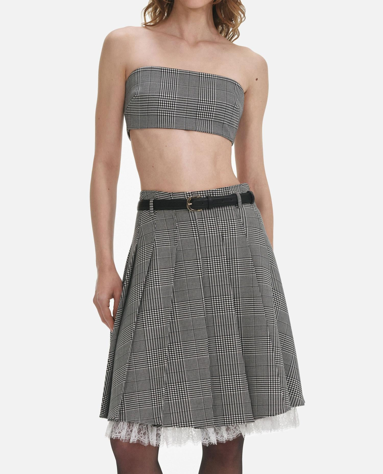 PRINCE OF WALES CHECK PLEATED MIDI SKIRT - 2