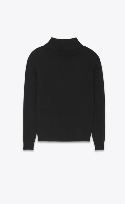 SAINT LAURENT shawl-neck sweater in rib-knit wool outlook