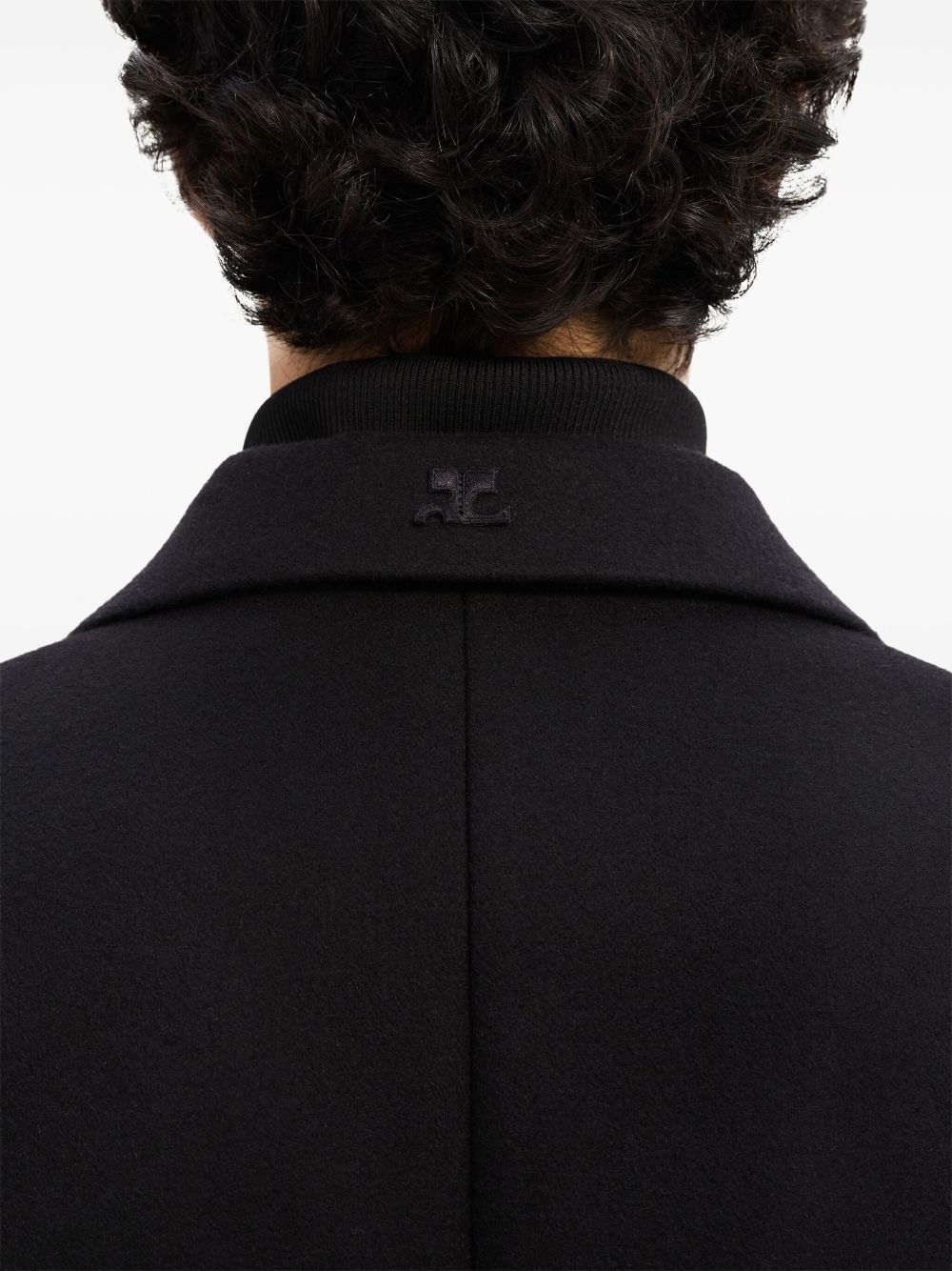 Cocoon logo-appliqué coat - 6