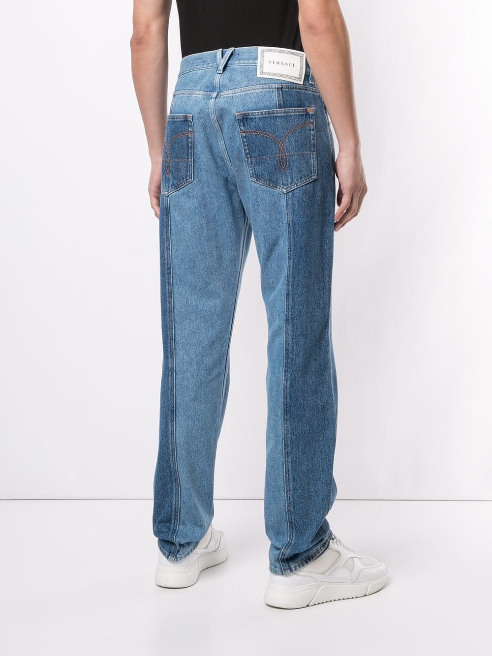 two-tone straight-leg jeans  - 4