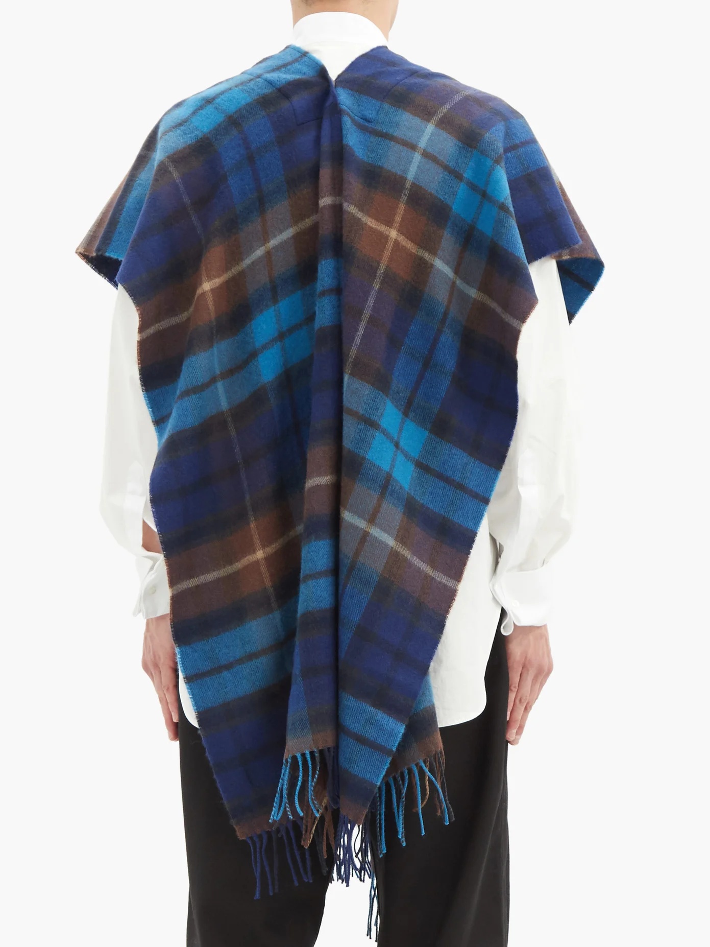 Tartan wool poncho - 5