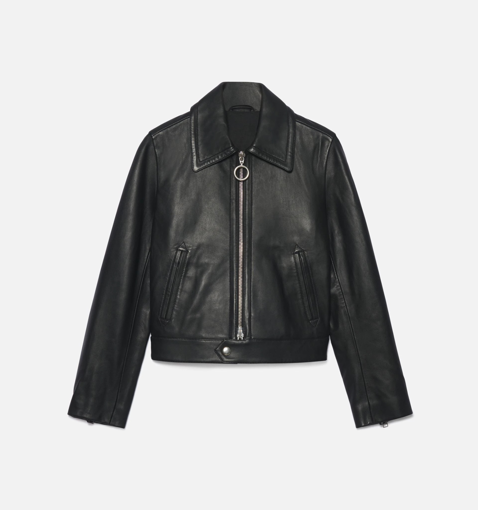 Smooth Leather Zipped Bomber - 5
