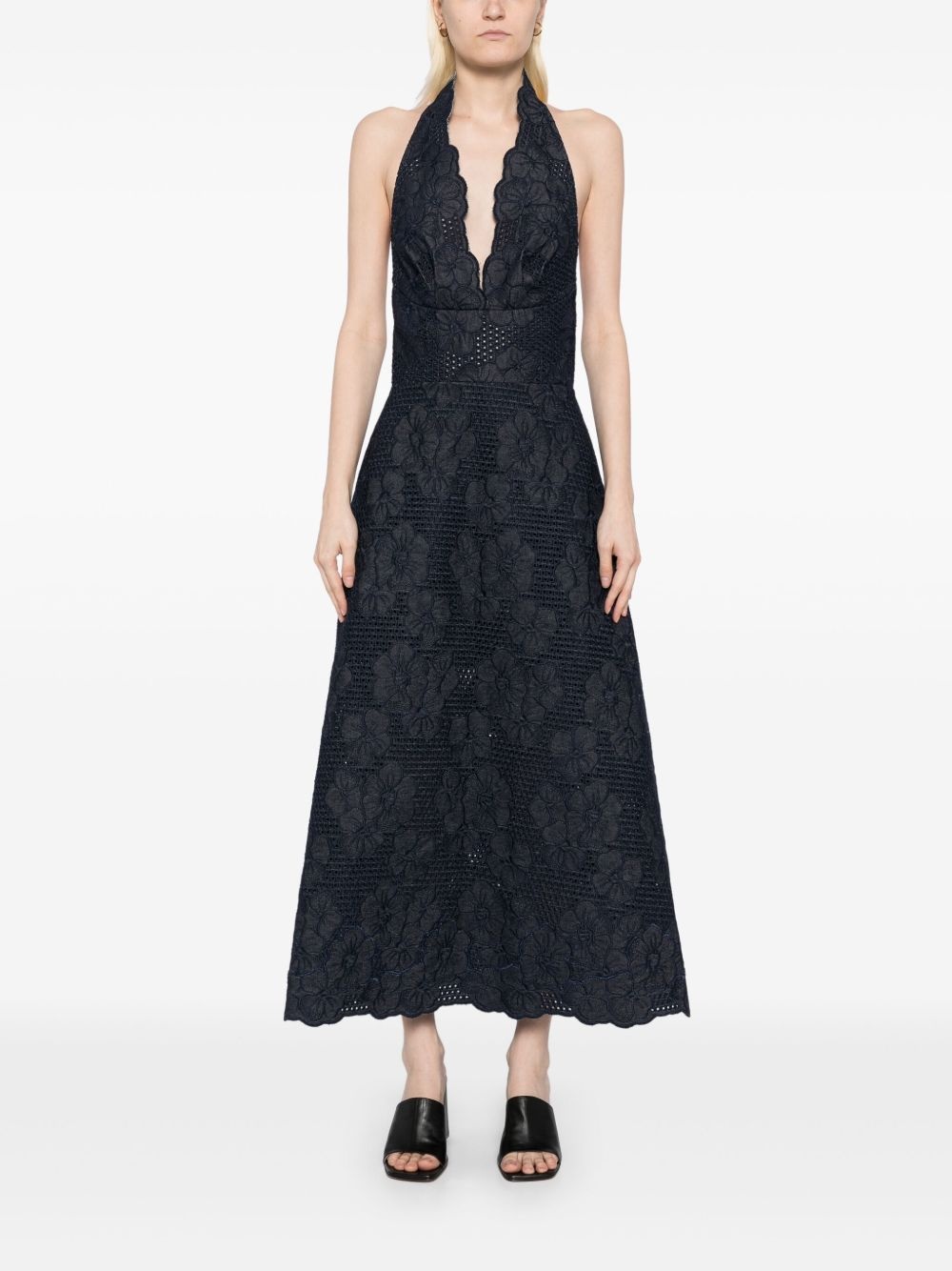 embroidered denim dress - 2