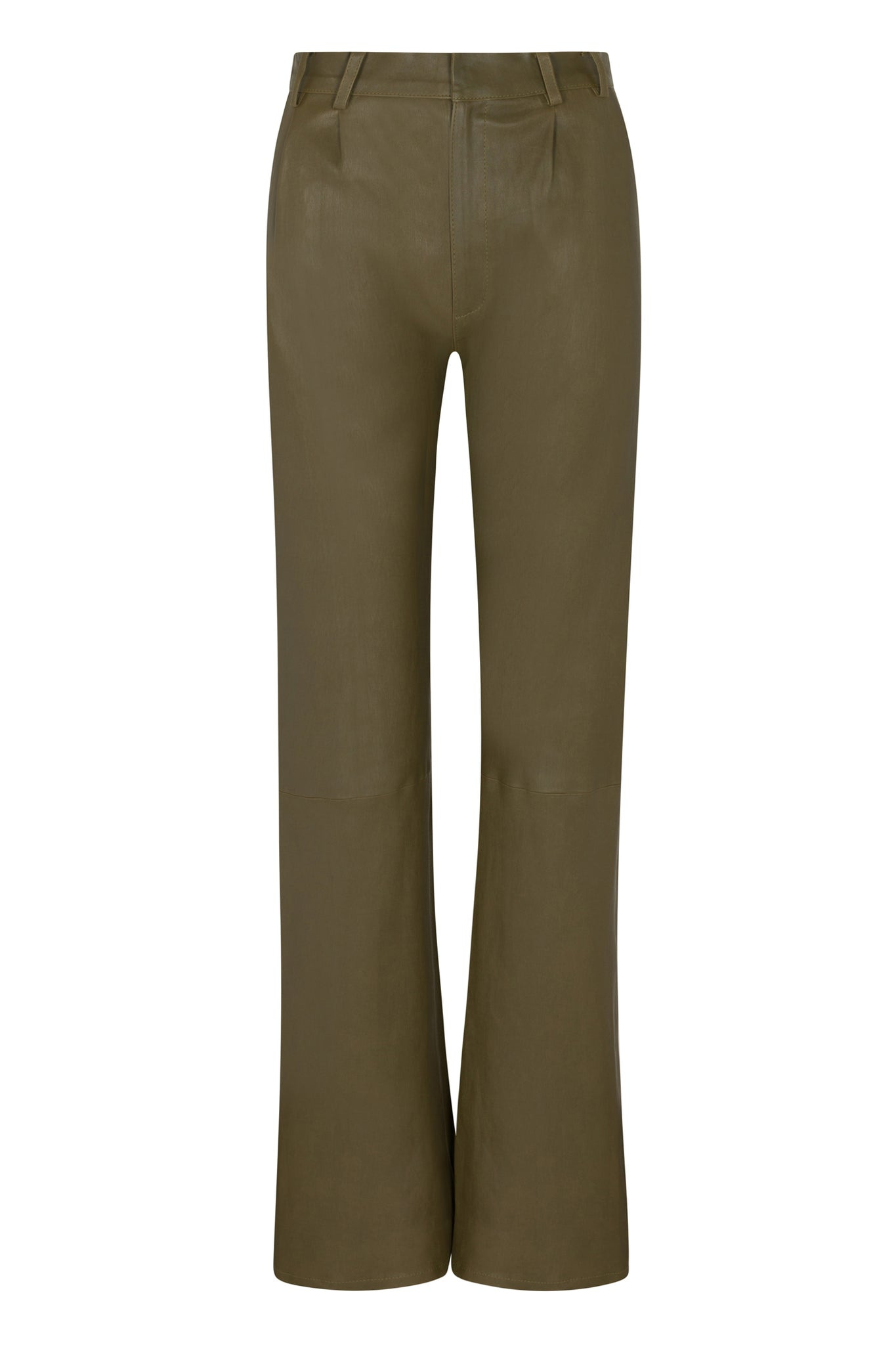 MOSS LEATHER STRAIGHT LEG TROUSERS - 4