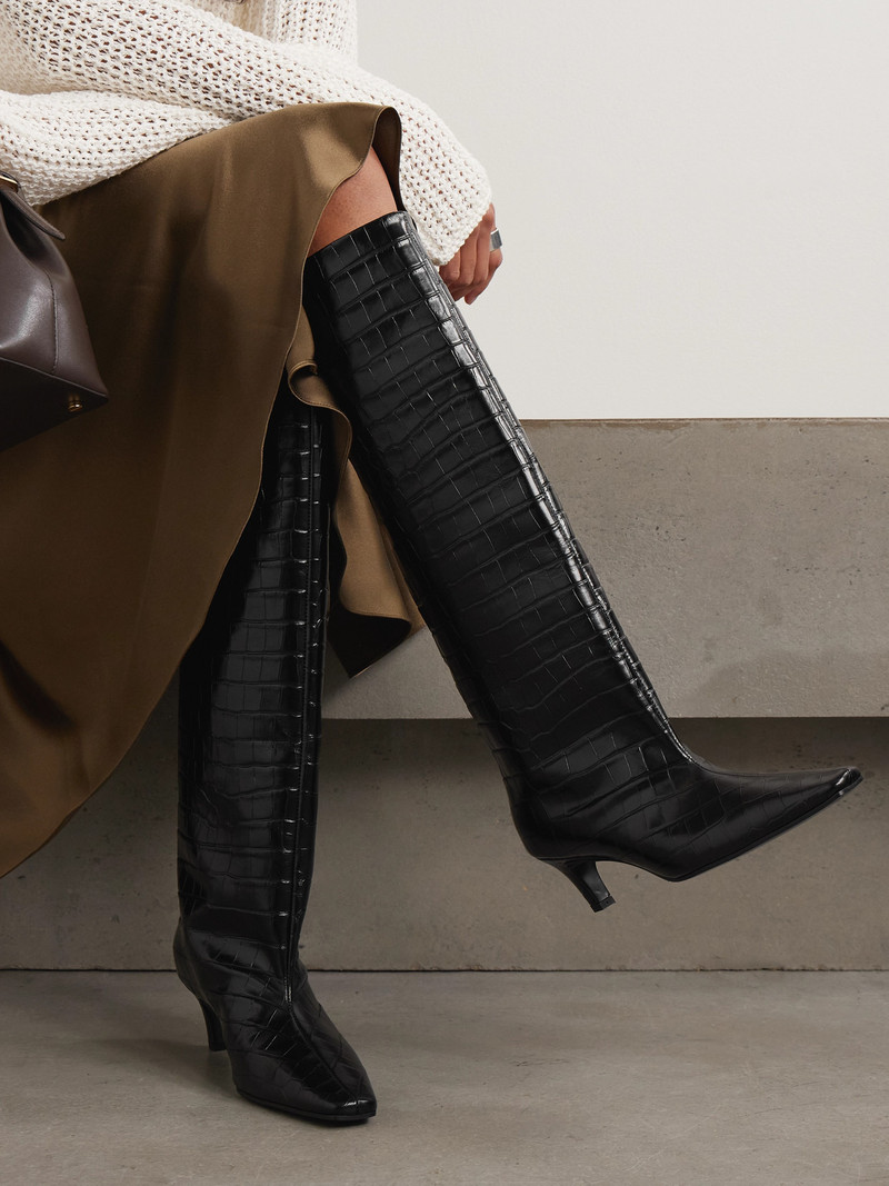 TOTEME Croc-effect Leather Knee Boots outlook