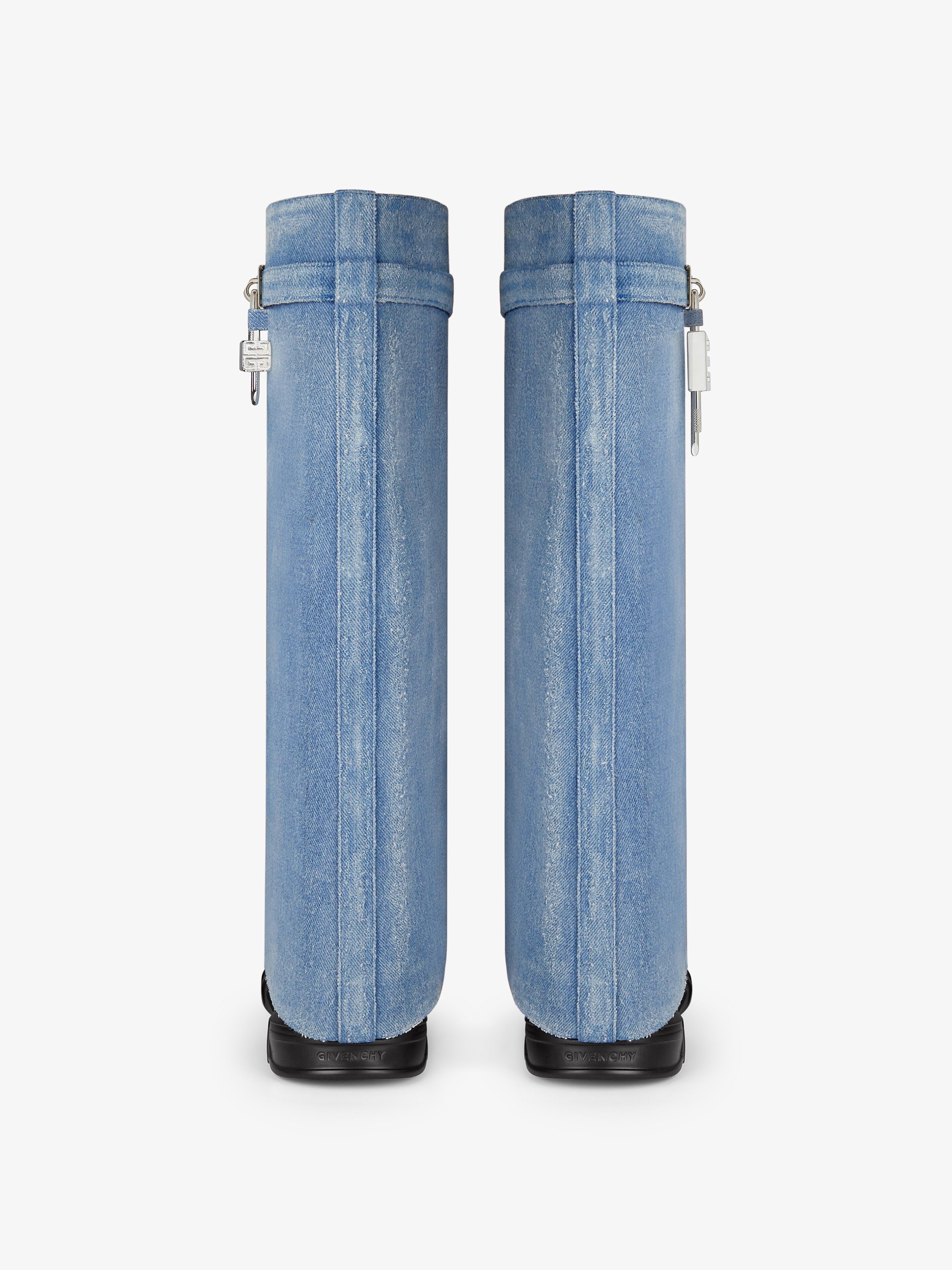 SHARK LOCK BIKER BOOTS IN DENIM - 7