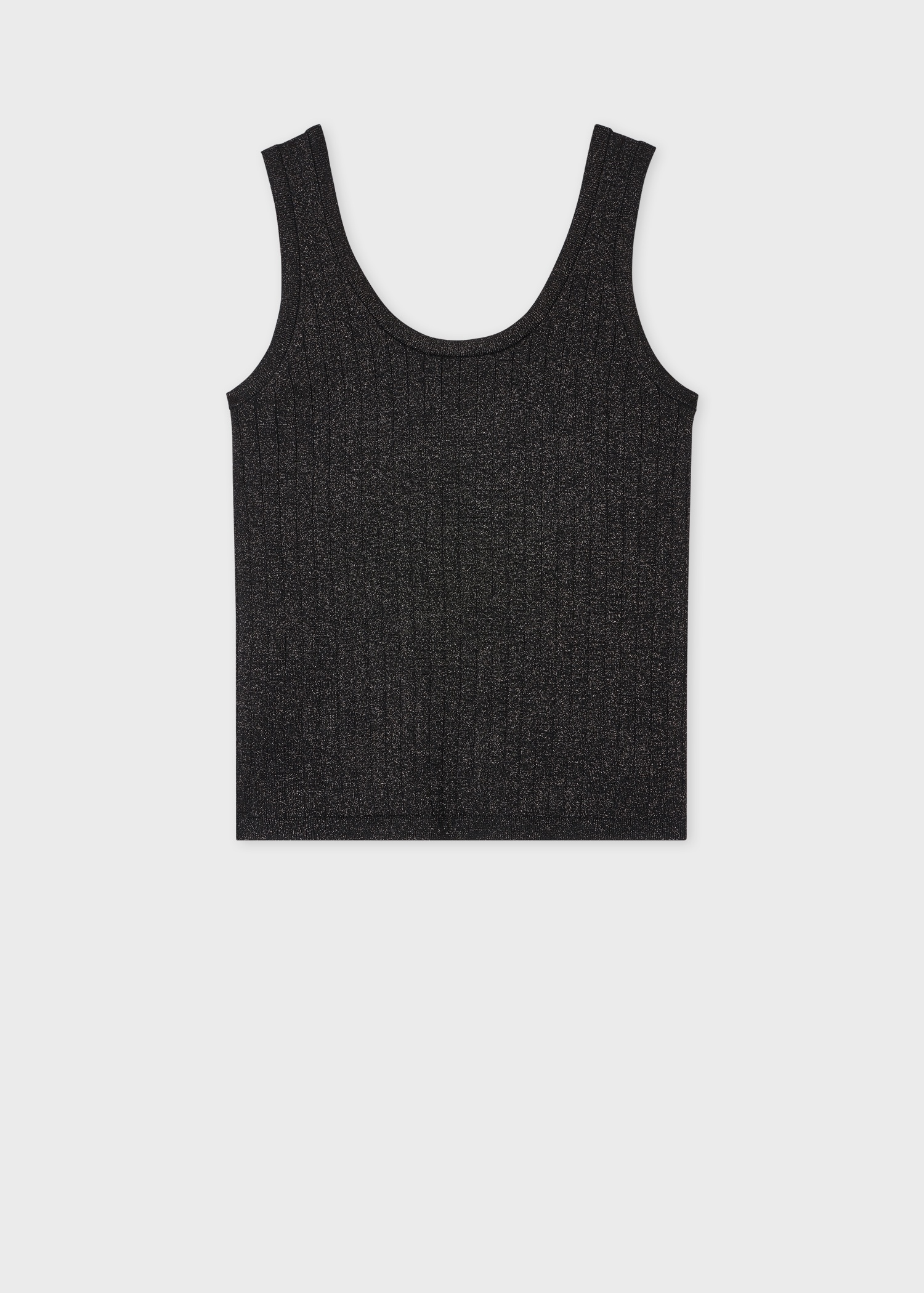 Women's Black Knitted Glitter Vest Top - 1