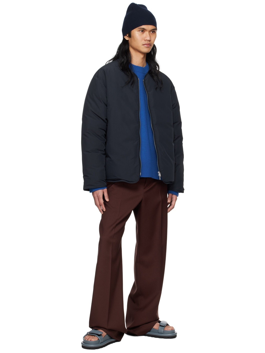 Jil Sander Blue Oversized Sweater | ssense | REVERSIBLE