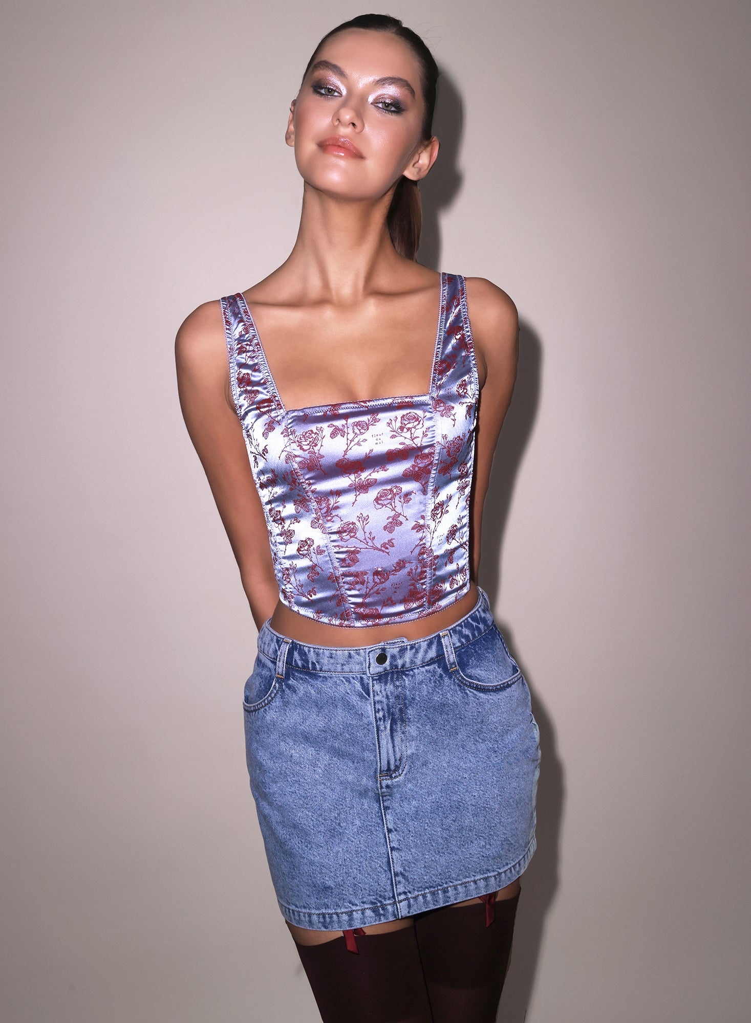 Rose Jacquard Corset Top - 3