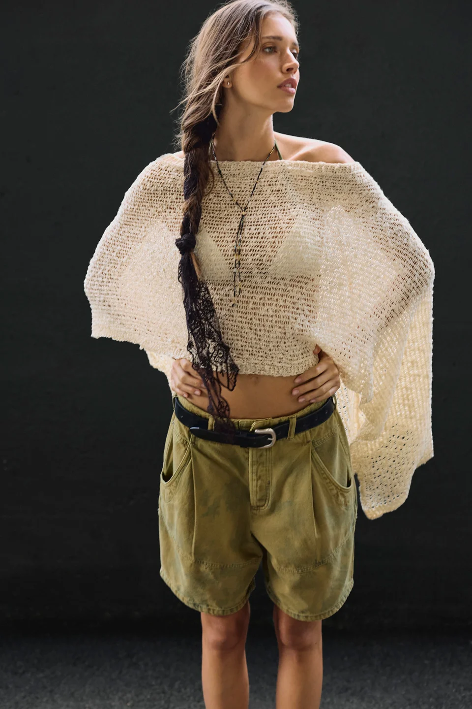 Jade Knit Poncho - 1