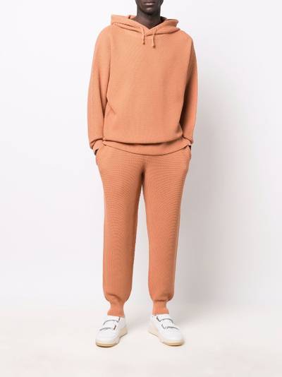 ISSEY MIYAKE waffle-knit drawstring hoodie outlook