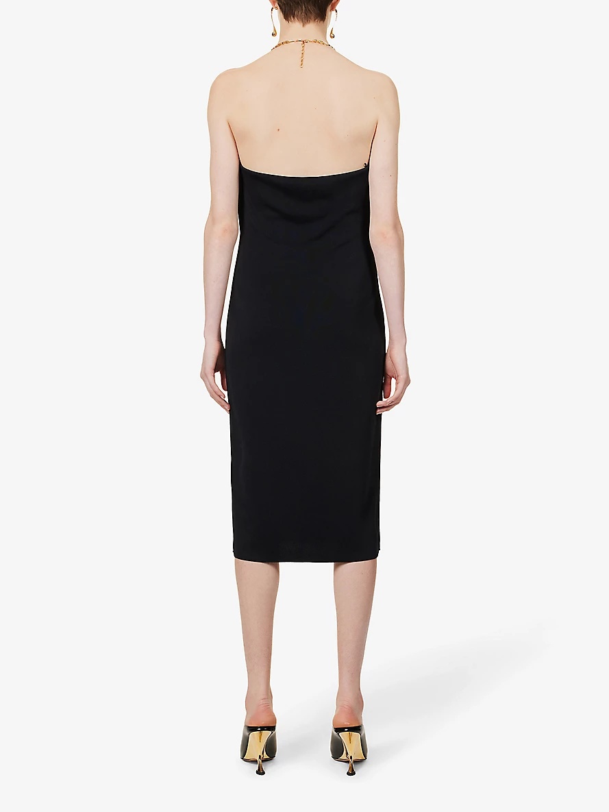 Cowl-neck stretch-woven midi dress - 4