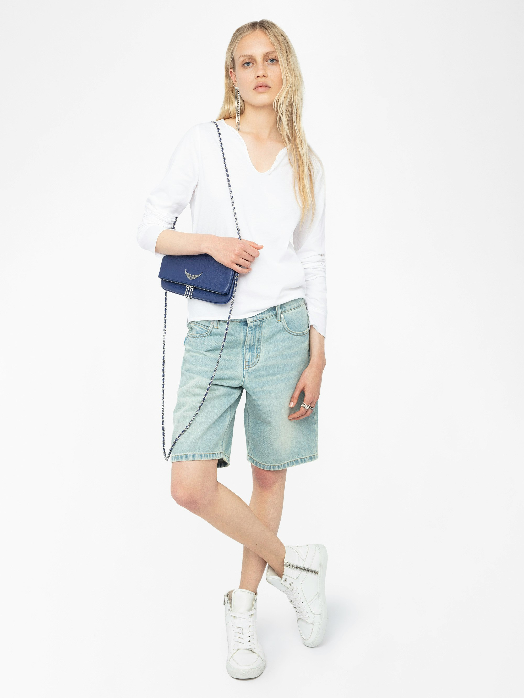 White Henley Fishnet T Shirt - 4