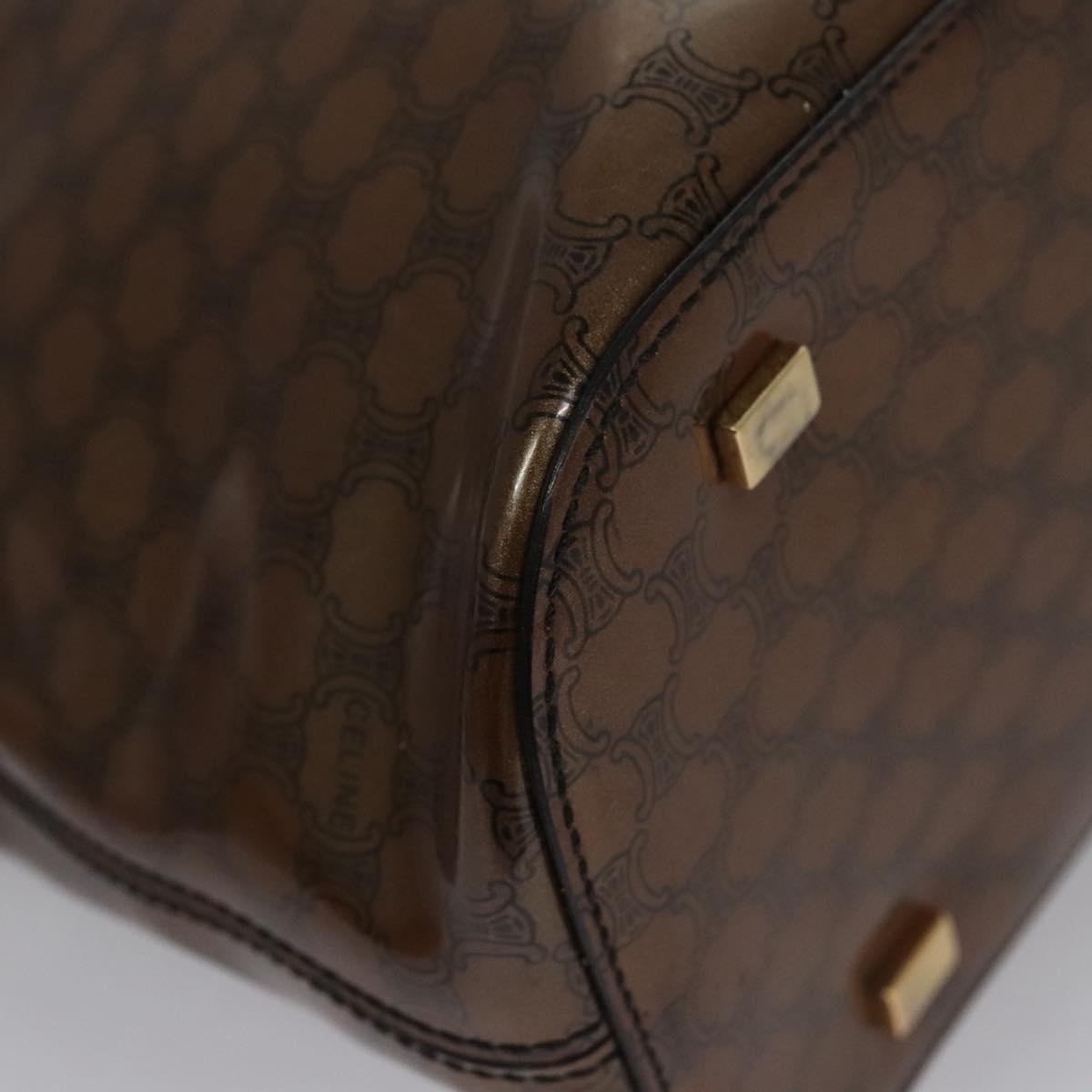 CELINE Macadam Canvas Hand Bag Pvc Brown Black Gold - 16