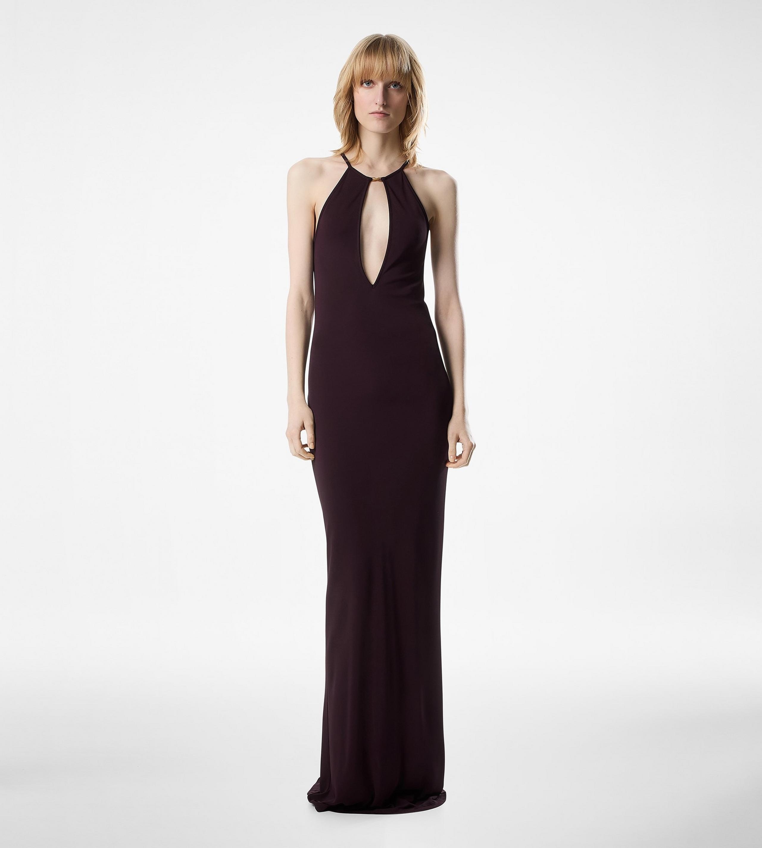 HALTERNECK EVENING DRESS WITH CUT OUT - 3