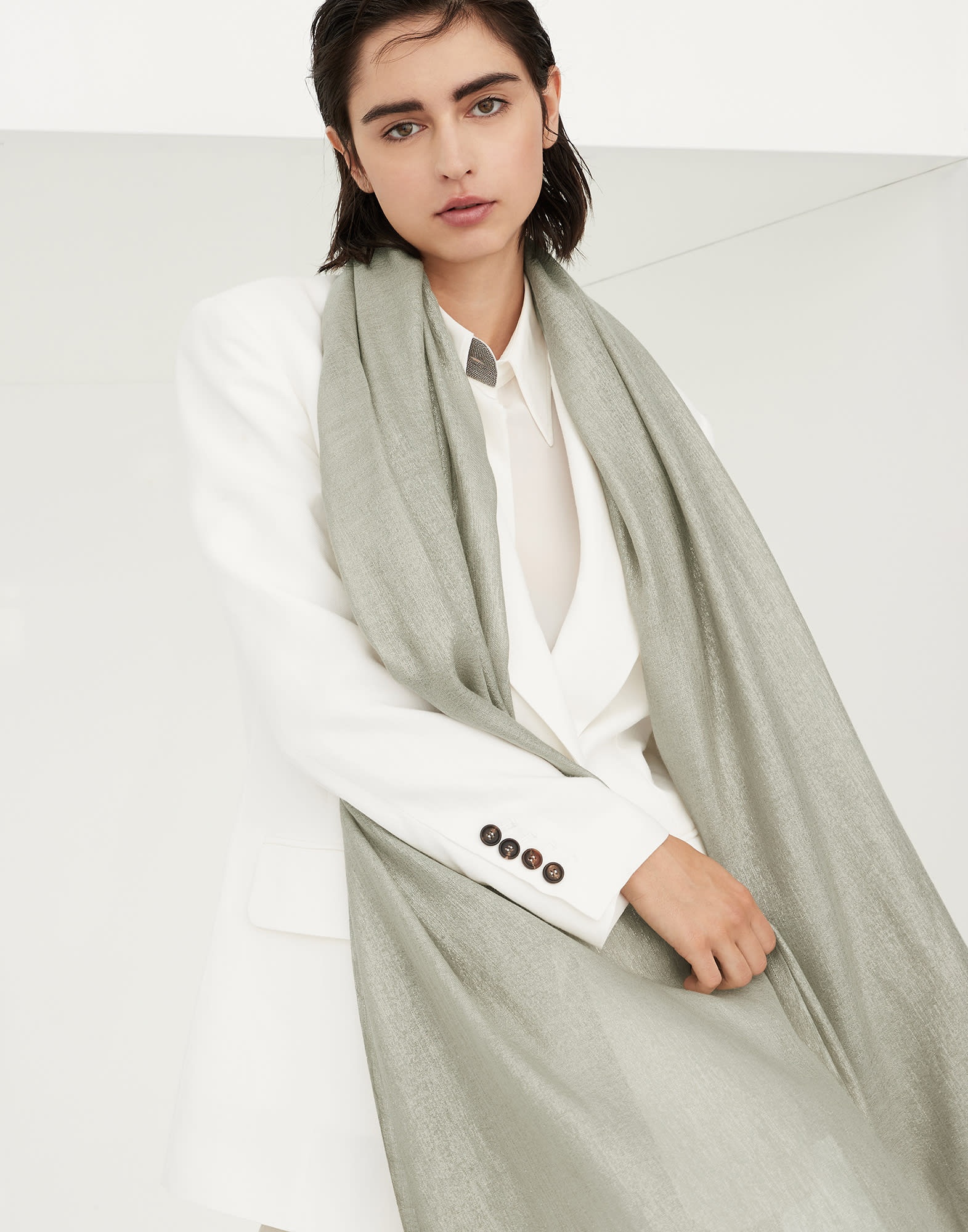 Cashmere and silk sparkling scarf - 4
