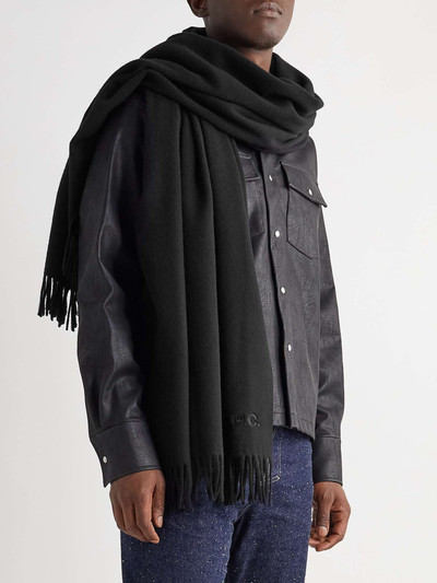 A.P.C. Alix Fringed Logo-Embroidered Virgin Wool Scarf outlook