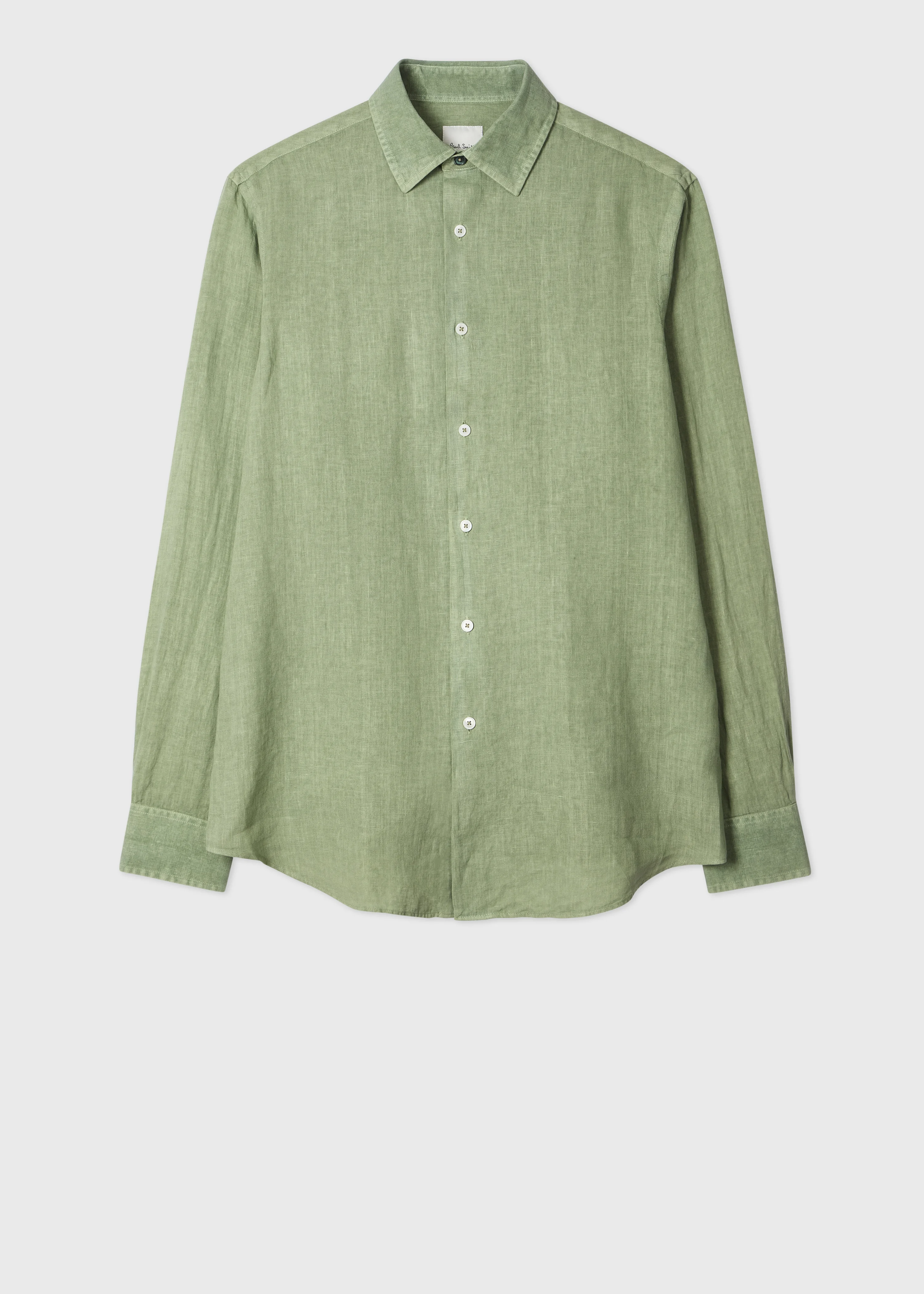 Regular-Fit Green Linen Shirt - 1