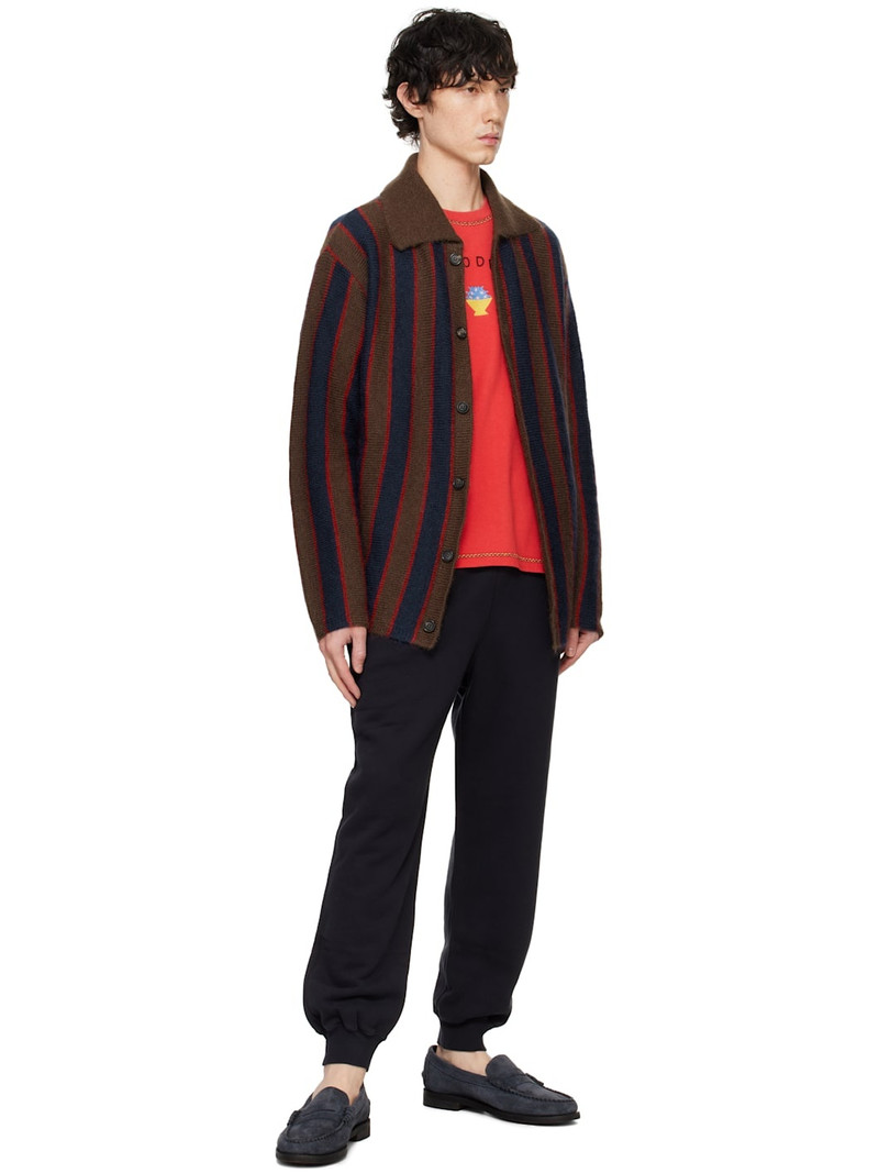 BODE Navy & Brown Mohair Stripe Cardigan outlook