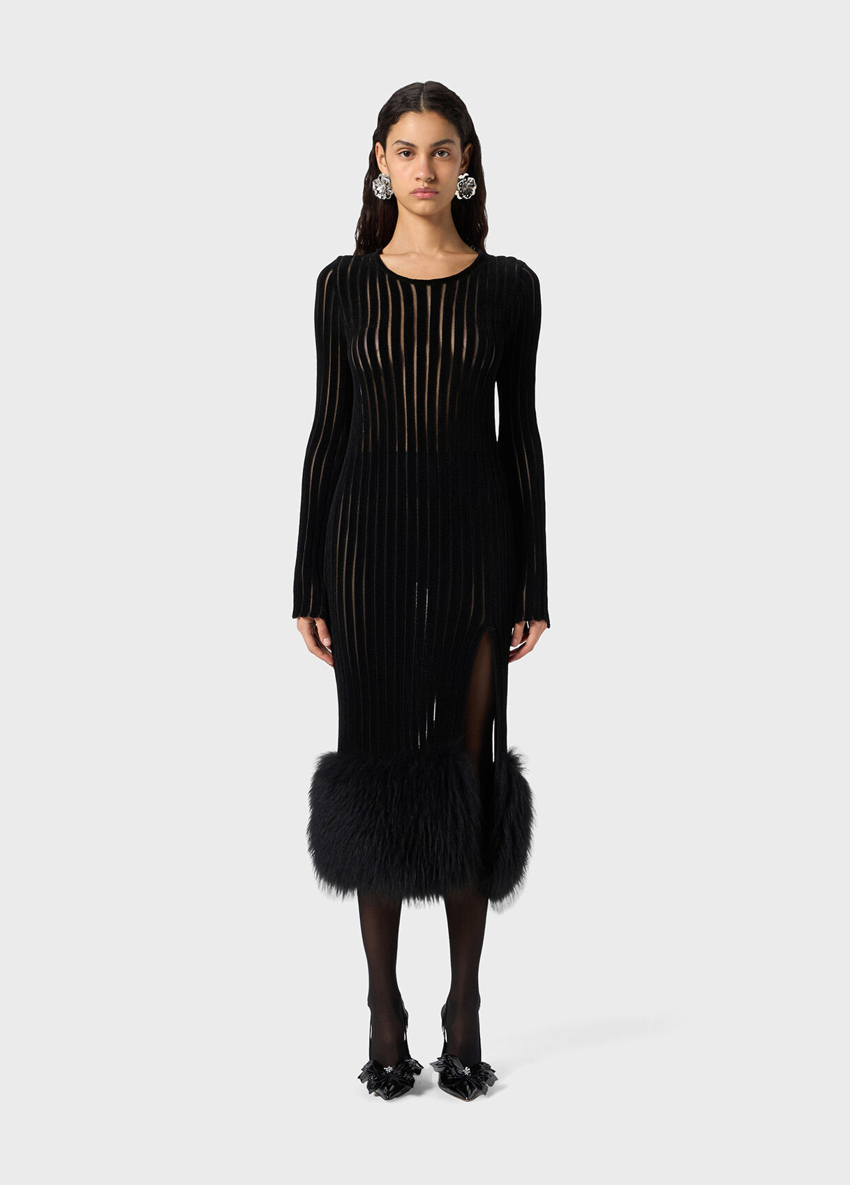 MIDI KNIT DRESS WITH FUR - 2